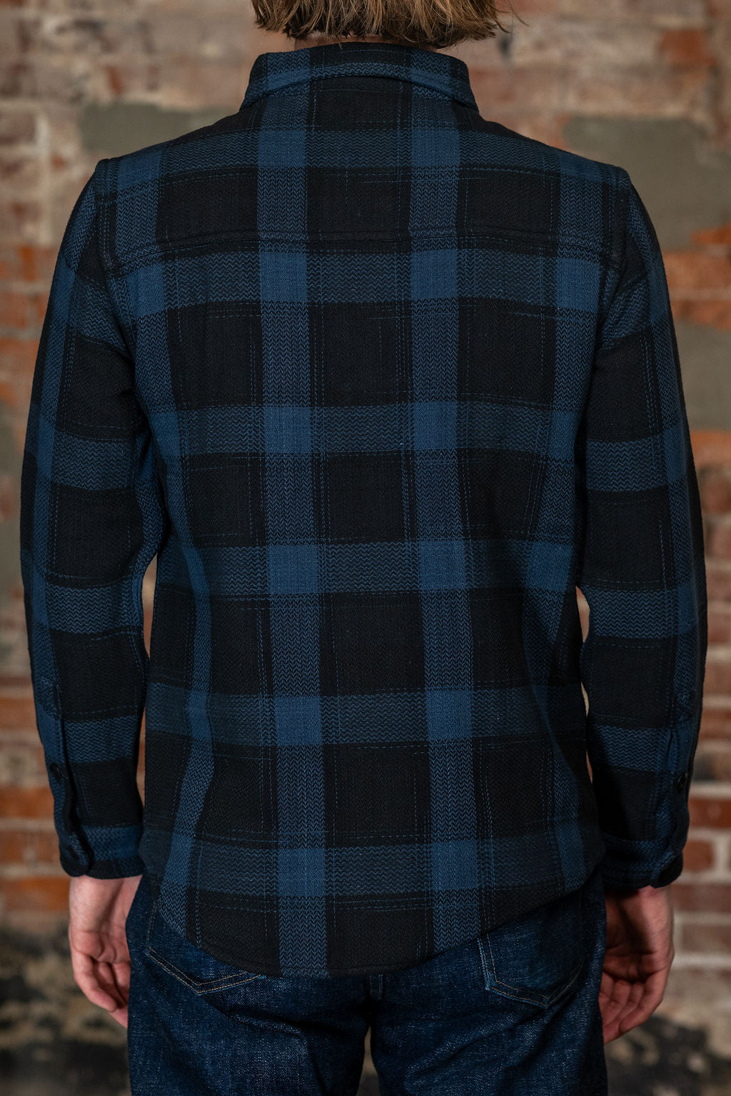 Indi + Ash Ames Workshirt - Iron / Indigo / Iron/Indigo Space Dye Hand-Spun Double Face Plaid