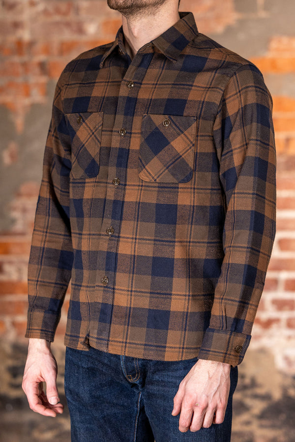 Sugar Cane Lot No. SC29558 Twill Check Work Shirt - Brown