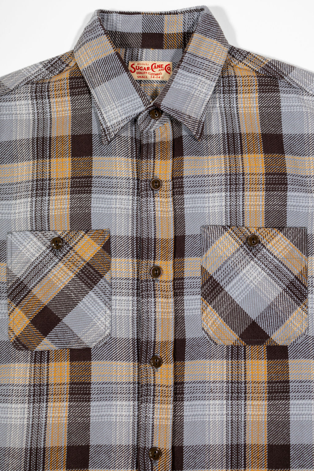 Sugar Cane Lot No. SC29562 Twill Check Work Shirt - Gray
