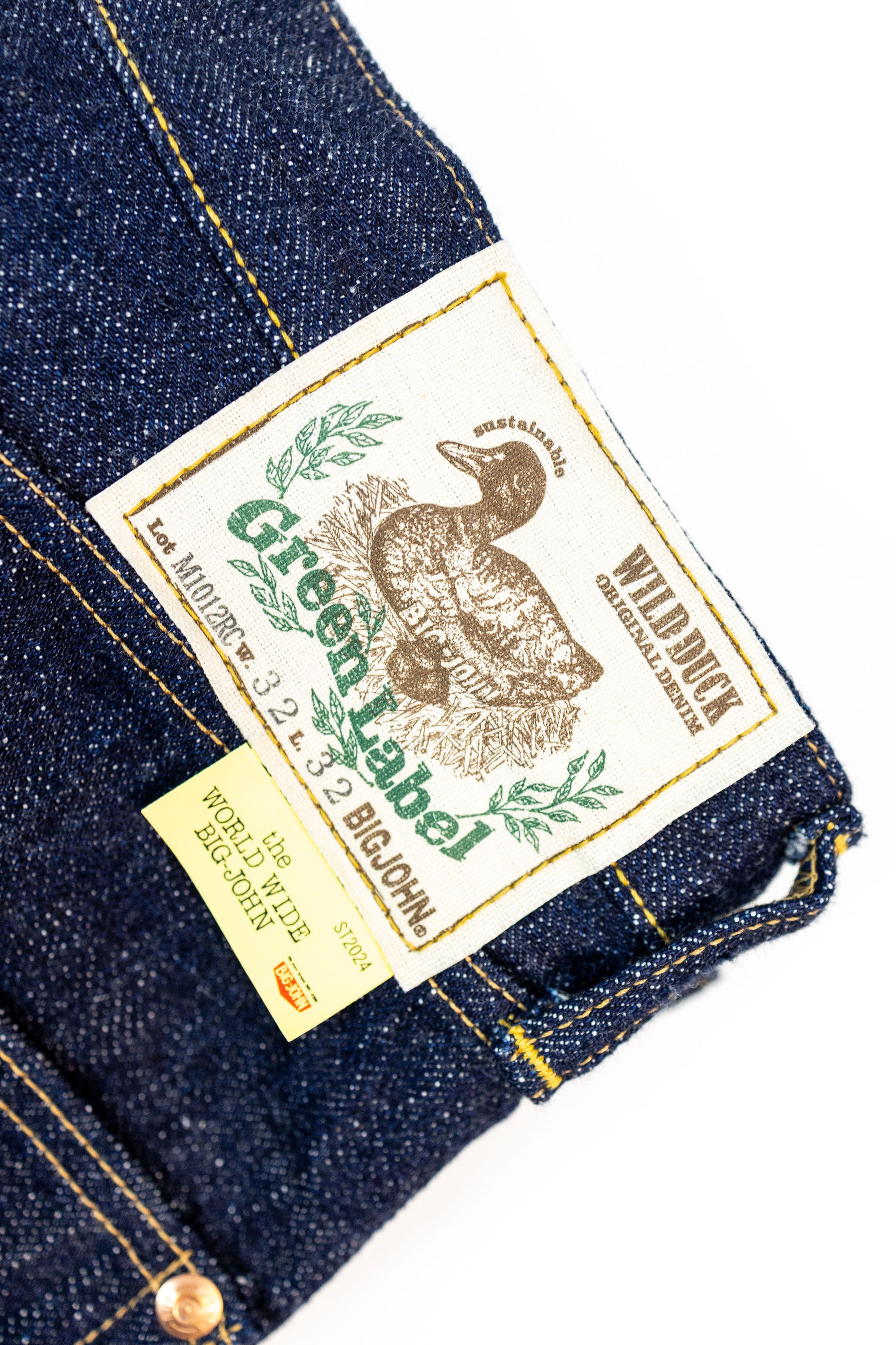 Big John M1012RC Wide Straight Green Label Wild Duck Jeans - Indigo One Wash