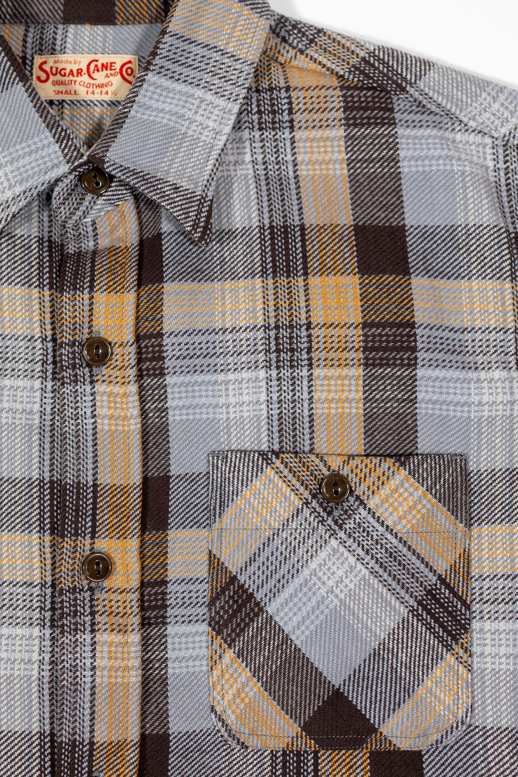 Sugar Cane Lot No. SC29562 Twill Check Work Shirt - Gray