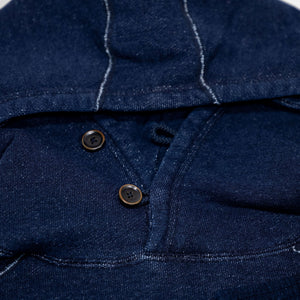 Pure Blue Japan 5410-ID Knitted Hoodie - Indigo. close up of hood detail