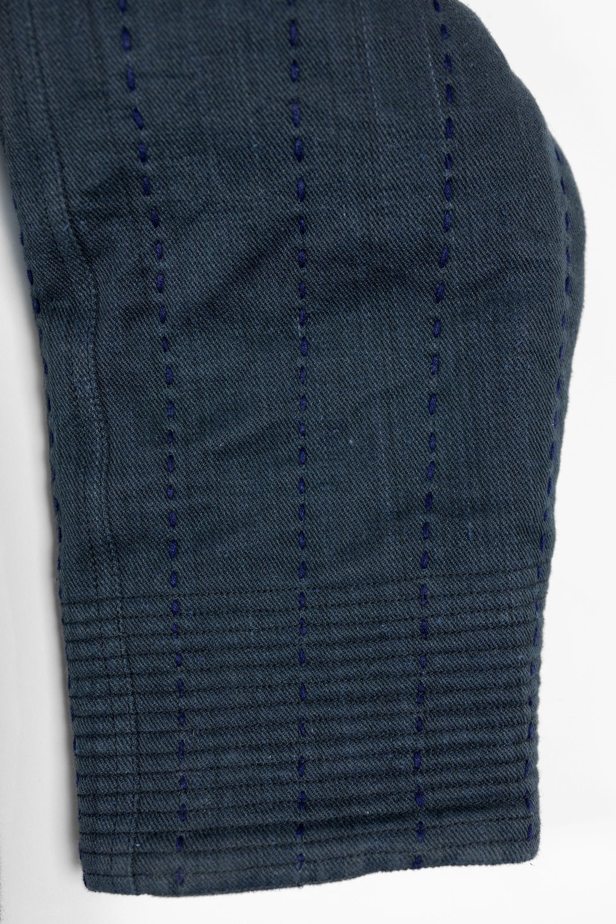 Indi + Ash Reversible Morning Shawl Overcoat - Iron/Indigo Handwoven Denim/Embroidered Military Herringbone