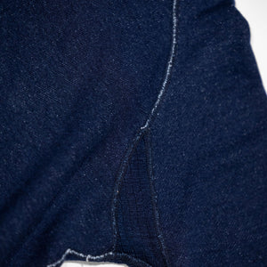 Pure Blue Japan 5410-ID Knitted Hoodie - Indigo. close up of armpit detail
