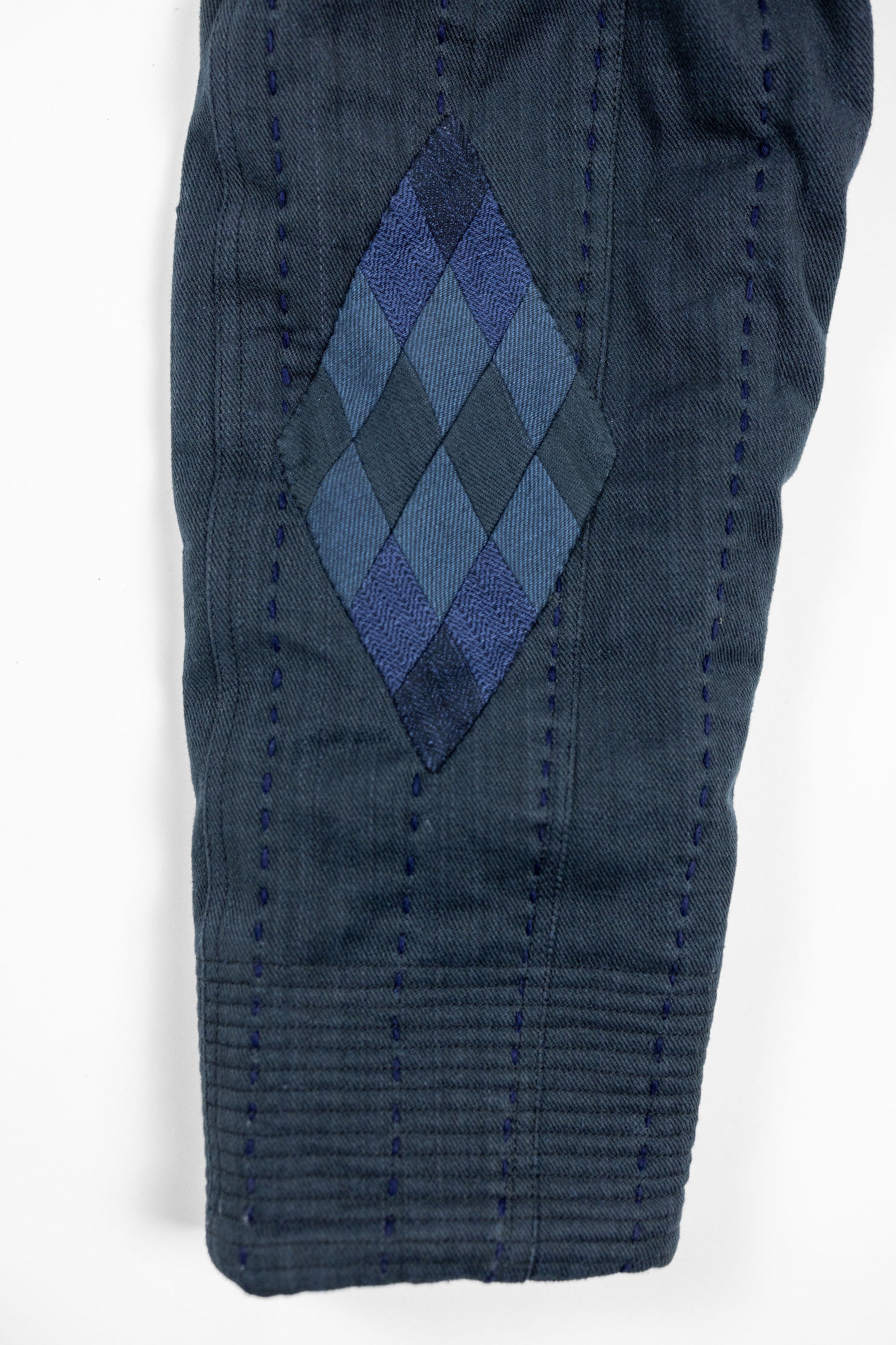 Indi + Ash Reversible Morning Shawl Overcoat - Iron/Indigo Handwoven Denim/Embroidered Military Herringbone