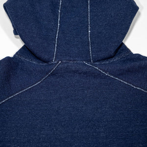 Pure Blue Japan 5410-ID Knitted Hoodie - Indigo. close up of back of hood detail