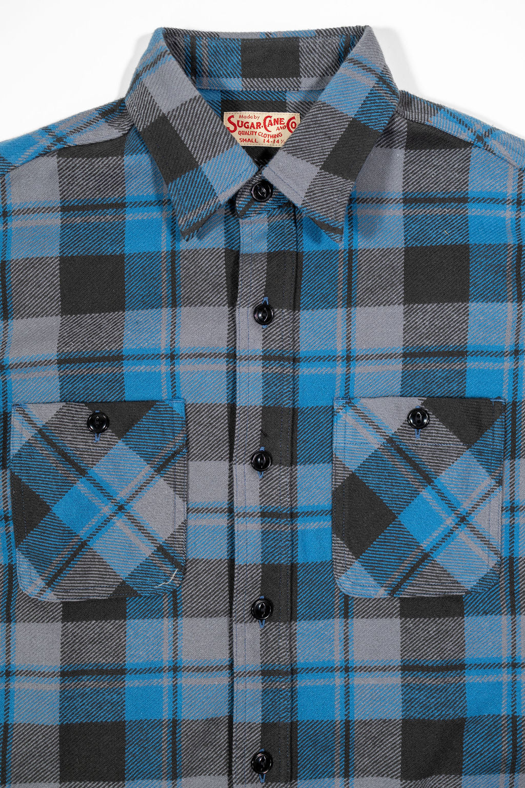 Sugar Cane Lot No. SC29558 Twill Check Work Shirt - Blue