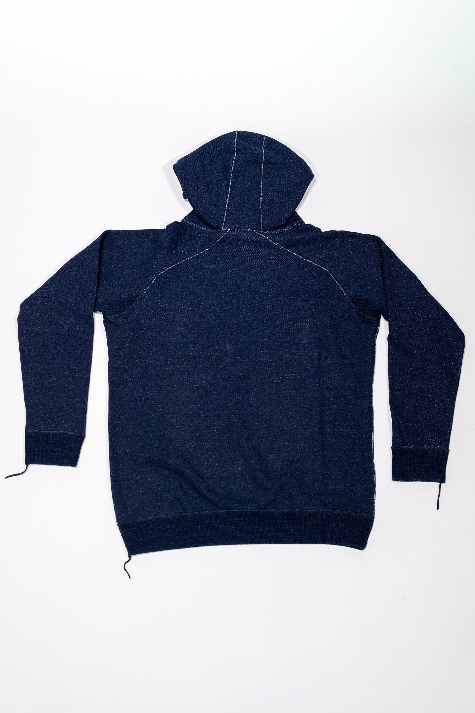 Pure Blue Japan 5410-ID Knitted Hoodie - Indigo. laid on front