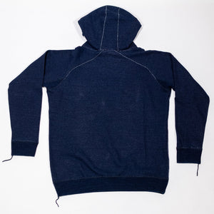 Pure Blue Japan 5410-ID Knitted Hoodie - Indigo. laid on front