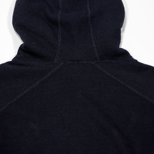 Pure Blue Japan 5410-IDBK Knitted Hoodie - Indigo Black. close up of back of hood