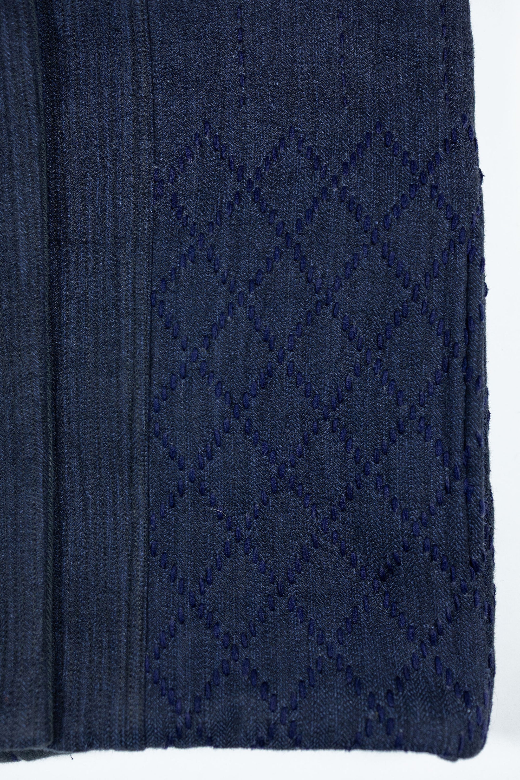 Indi + Ash Reversible Morning Shawl Overcoat - Iron/Indigo Handwoven Denim/Embroidered Military Herringbone