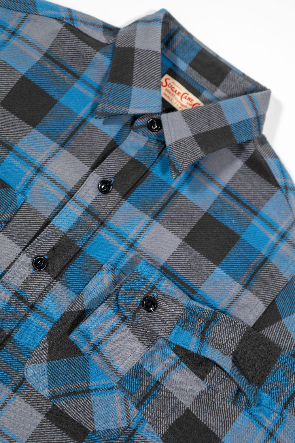 Sugar Cane Lot No. SC29558 Twill Check Work Shirt - Blue