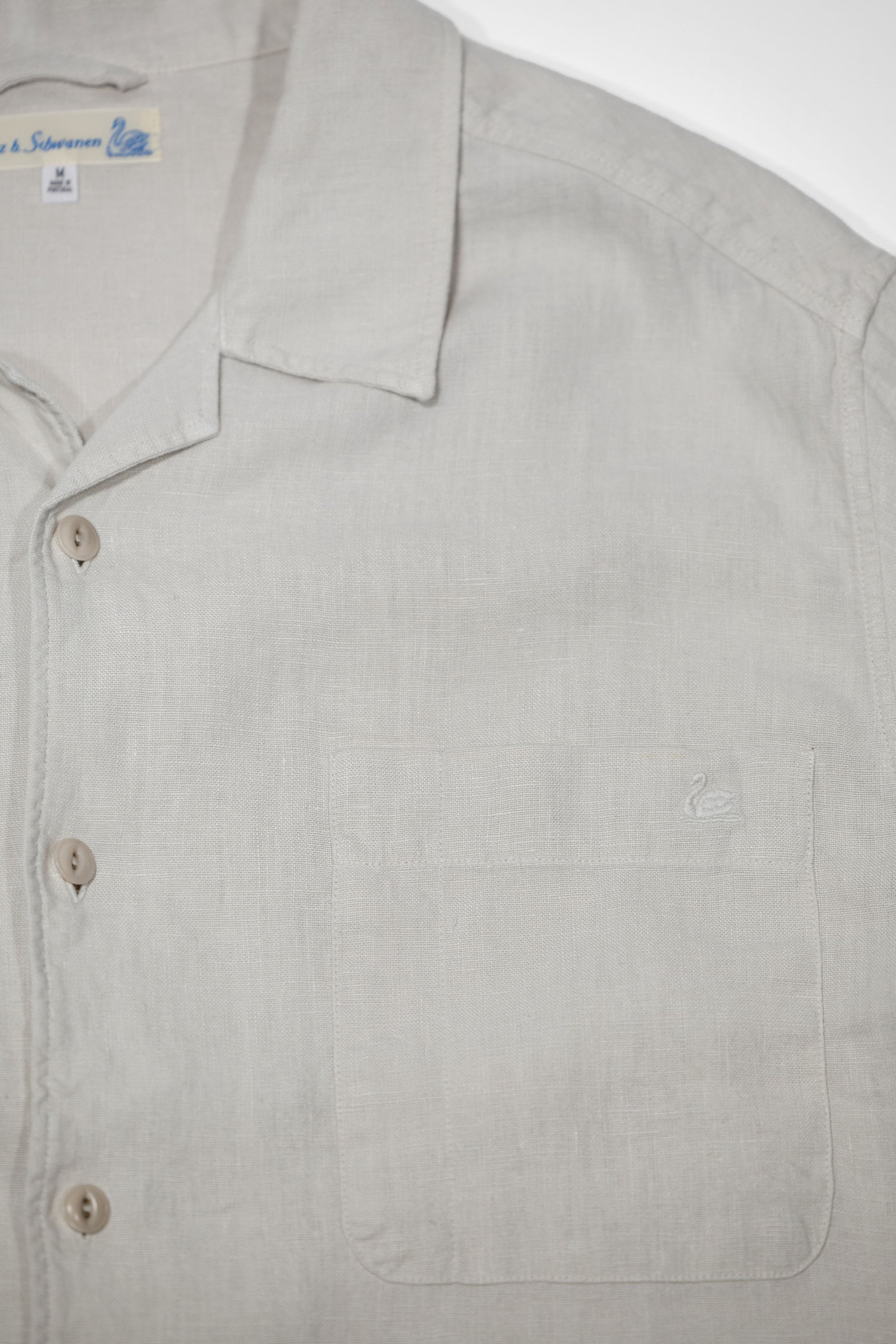 Merz b. Schwanen SHIRT03LI Linen Bowling Shirt - Light Stone