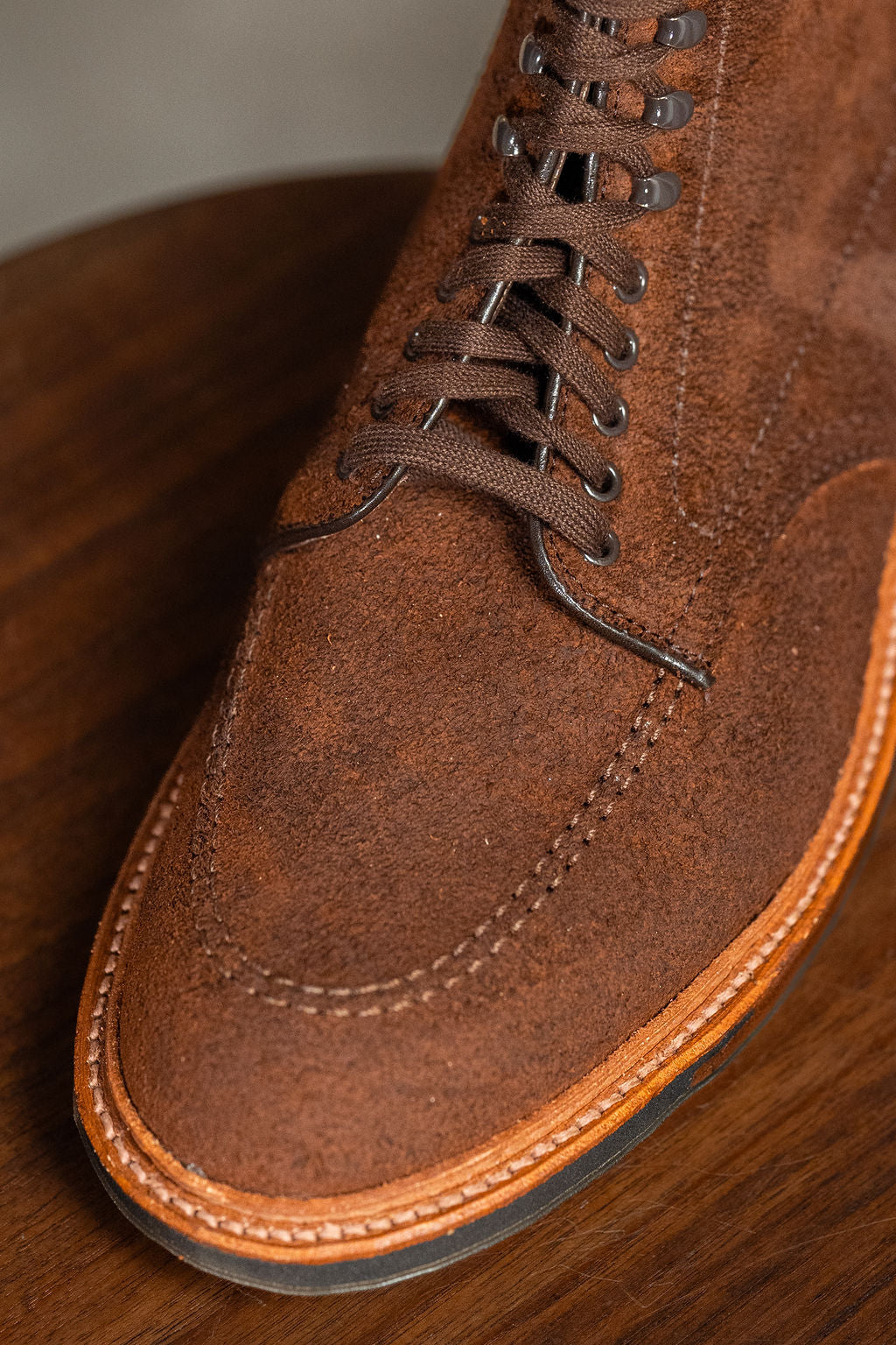 Alden 4015HC Mocc Toe Boot - Reverse Tobacco Oiled Nubuck