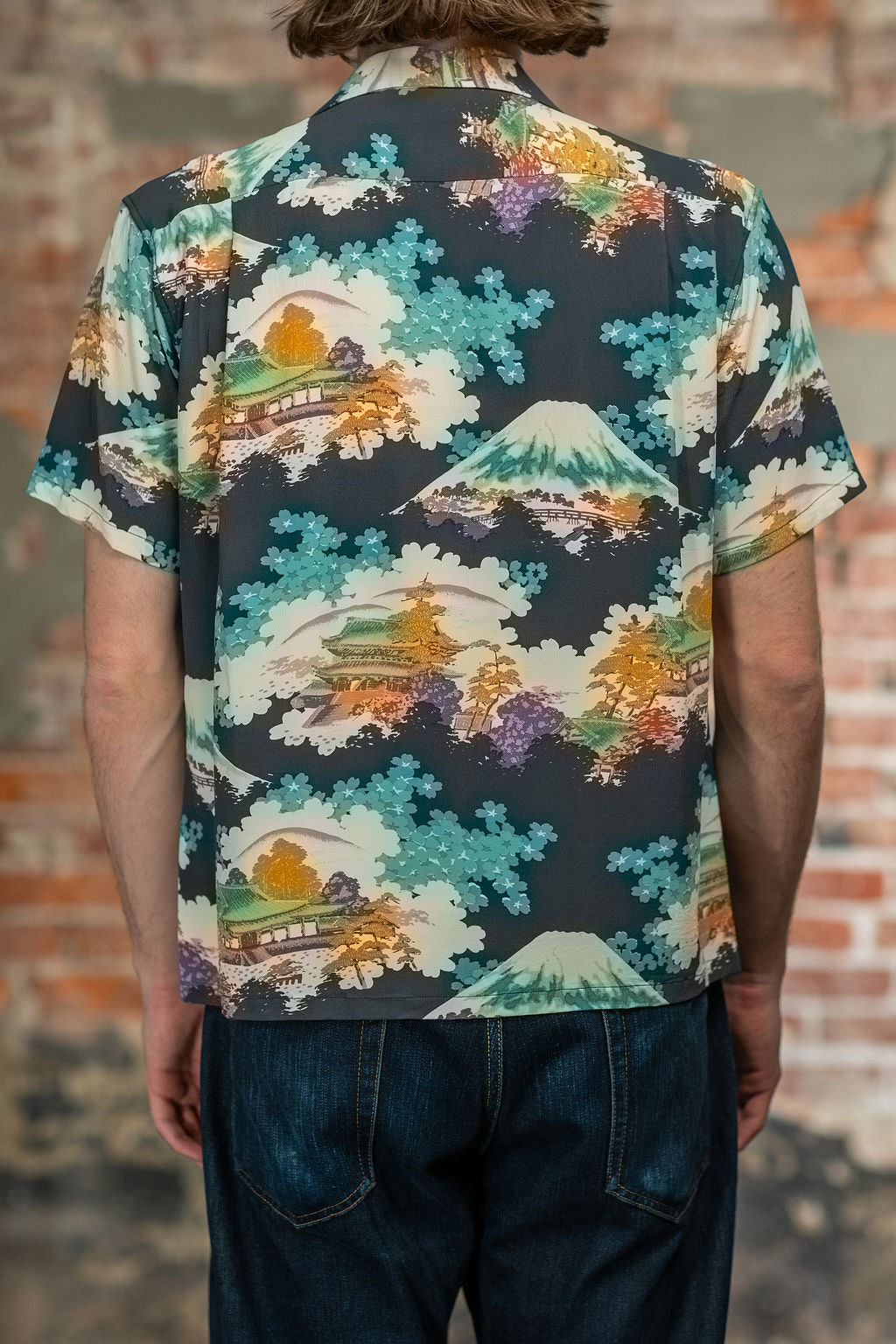 Sun Surf Rayon Hawaiian Shirt “Ancient Capital” - Black