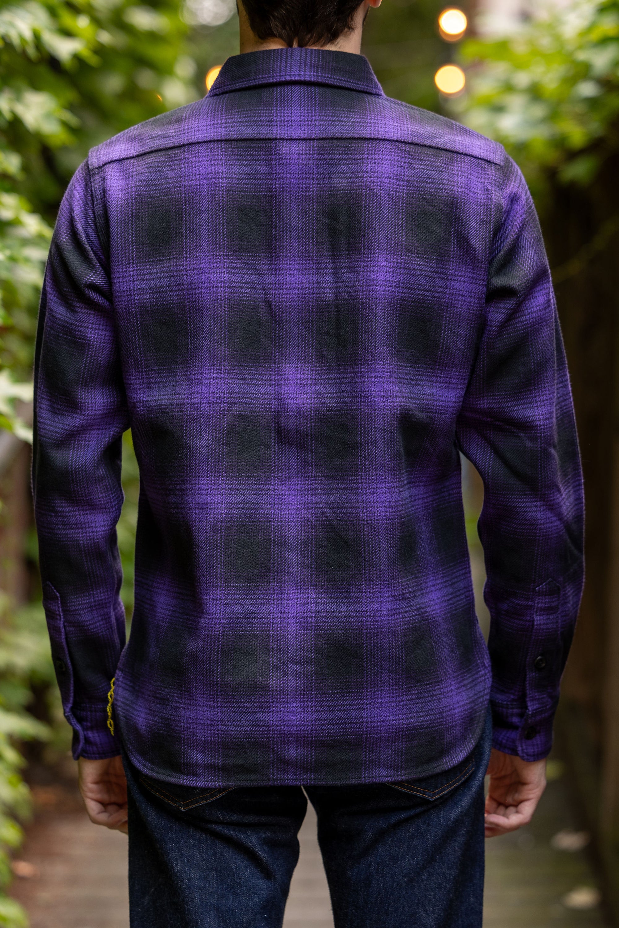 Iron Heart IHSH-265-PUR - Ultra Heavy Flannel Ombré Check Work Shirt - Purple/Black