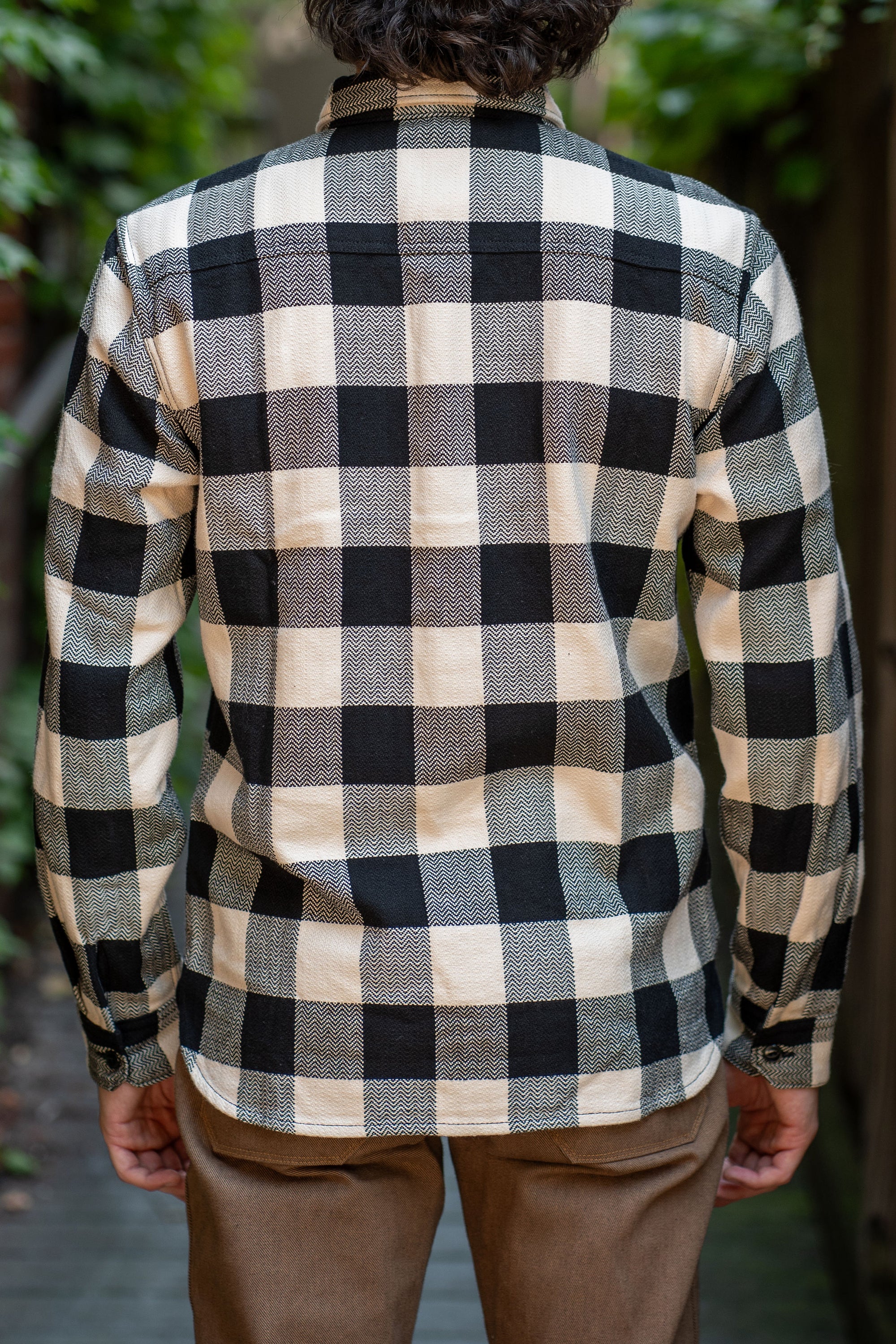 The Flat Head SNR-101L Block Check Flannel Shirt - Ivory/Black