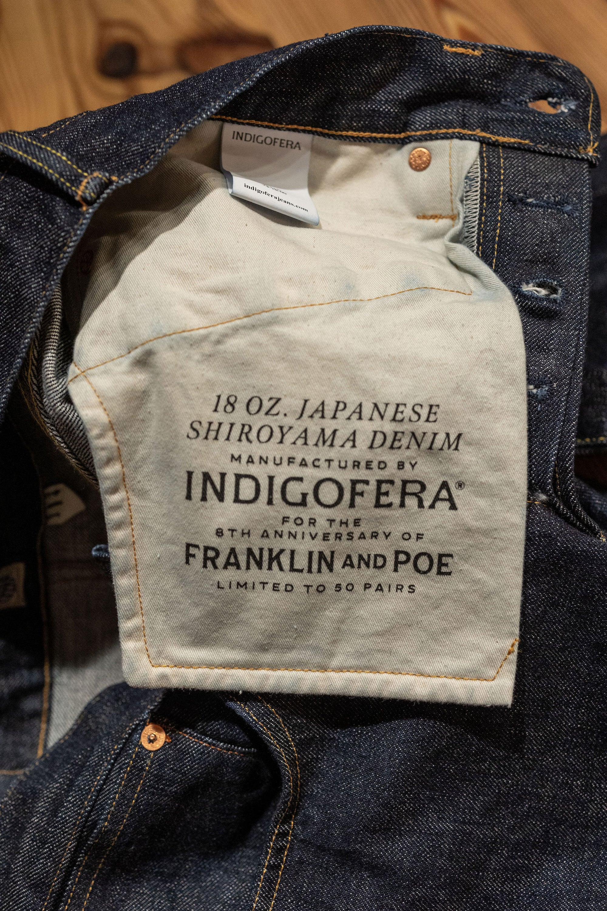 Indigofera x Franklin & Poe 8th Anniversary Kirk - 18oz Shiroyama Selvedge Denim