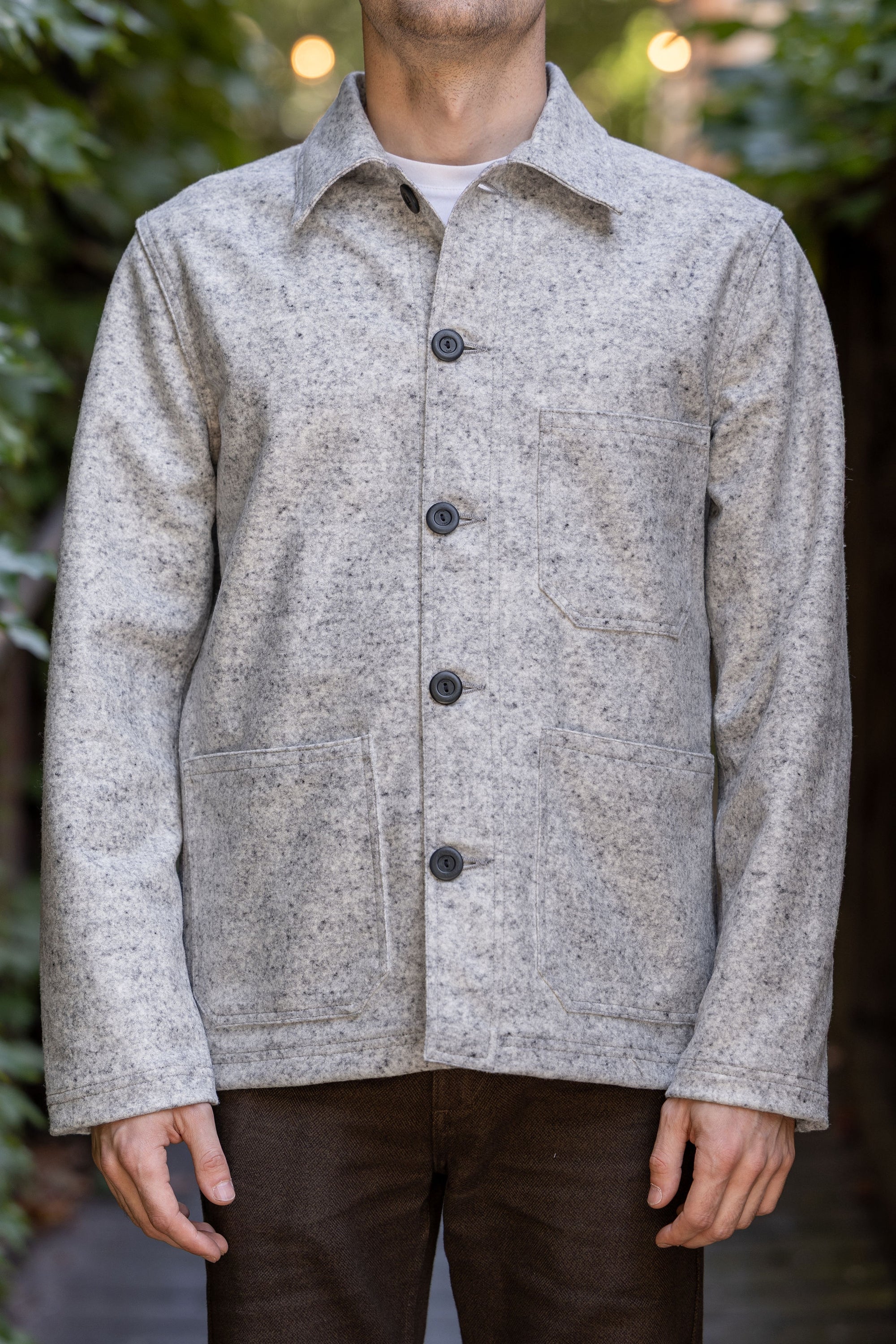Dehen 1920 Chore Coat - Natural & Navy Heather Wool