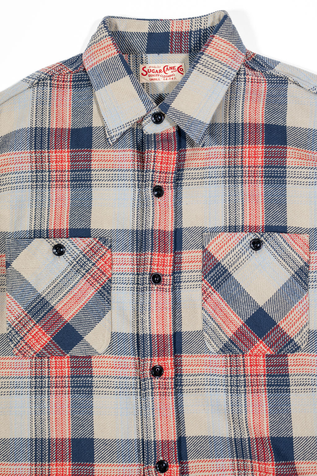 Sugar Cane Lot No. SC29562 Twill Check Work Shirt - Beige