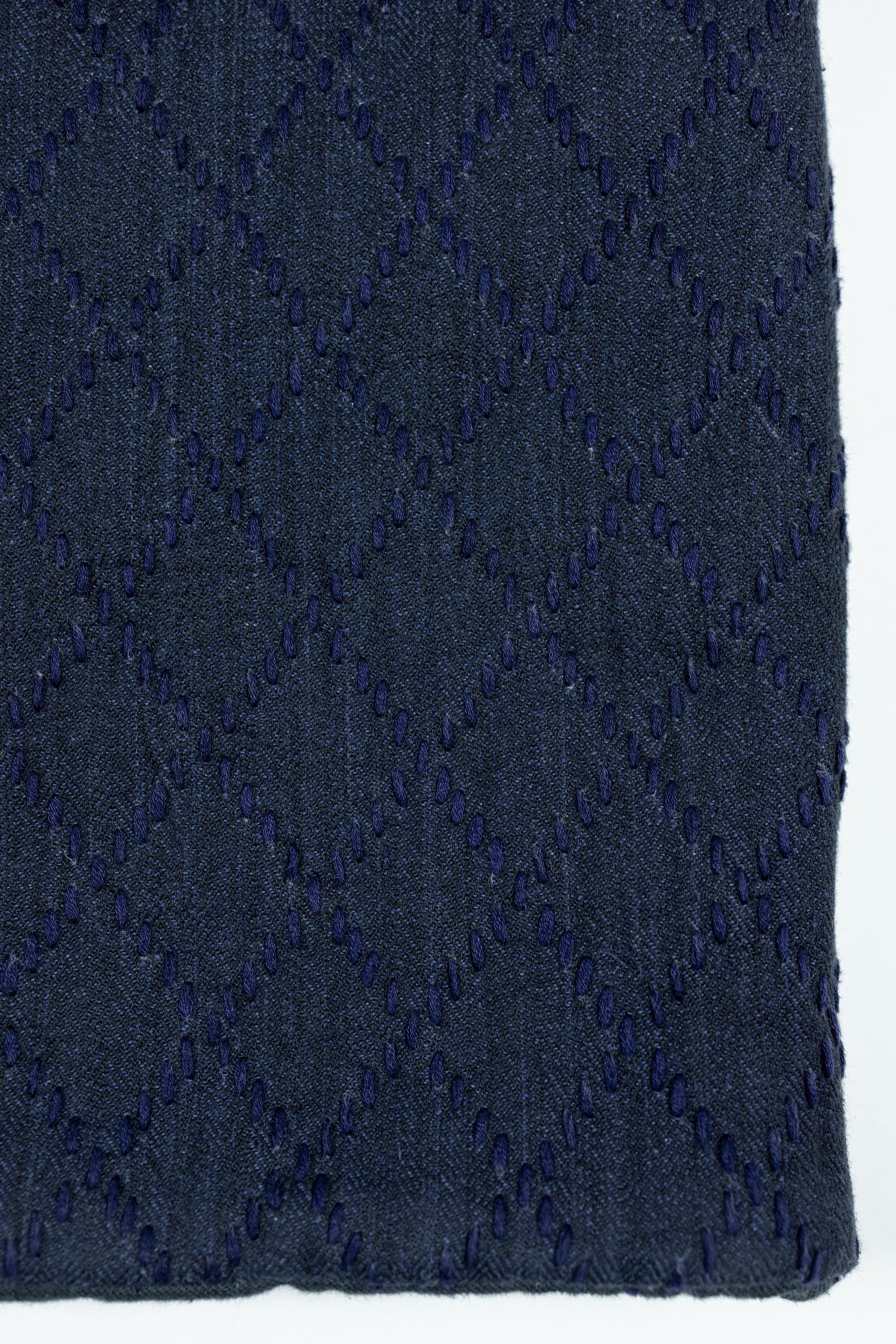 Indi + Ash Reversible Morning Shawl Overcoat - Iron/Indigo Handwoven Denim/Embroidered Military Herringbone
