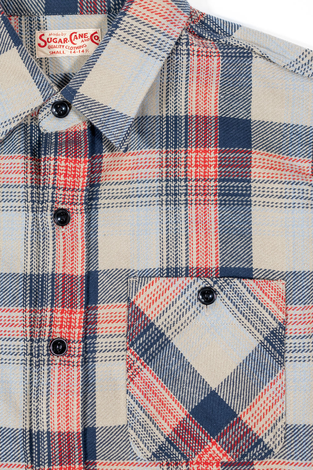 Sugar Cane Lot No. SC29562 Twill Check Work Shirt - Beige