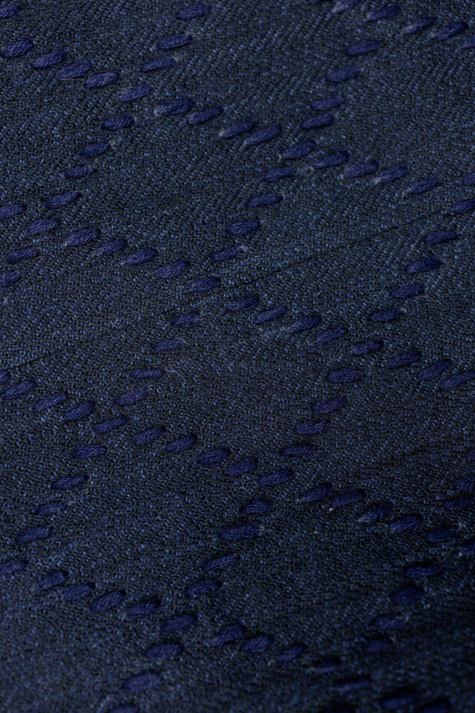 Indi + Ash Reversible Morning Shawl Overcoat - Iron/Indigo Handwoven Denim/Embroidered Military Herringbone