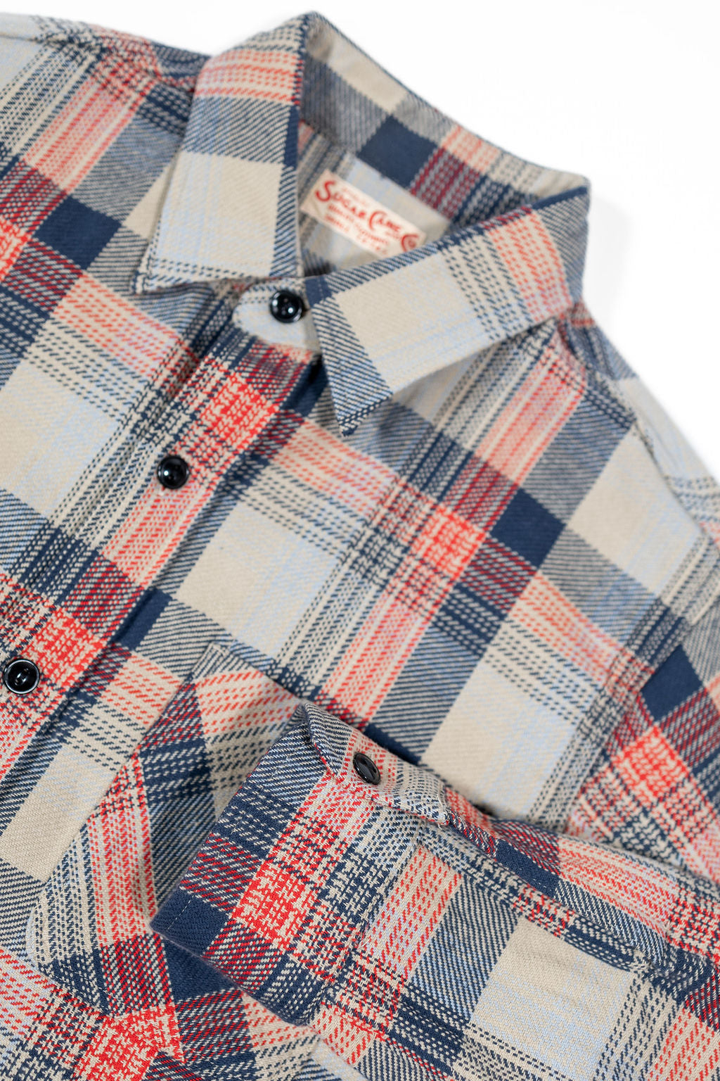 Sugar Cane Lot No. SC29562 Twill Check Work Shirt - Beige