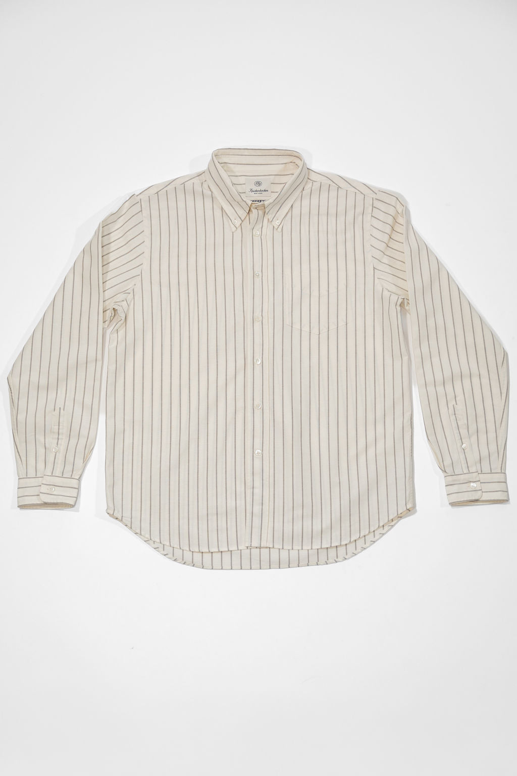 Knickerbocker "Beefy" Cotton Oxford - Bone & Olive Stripe