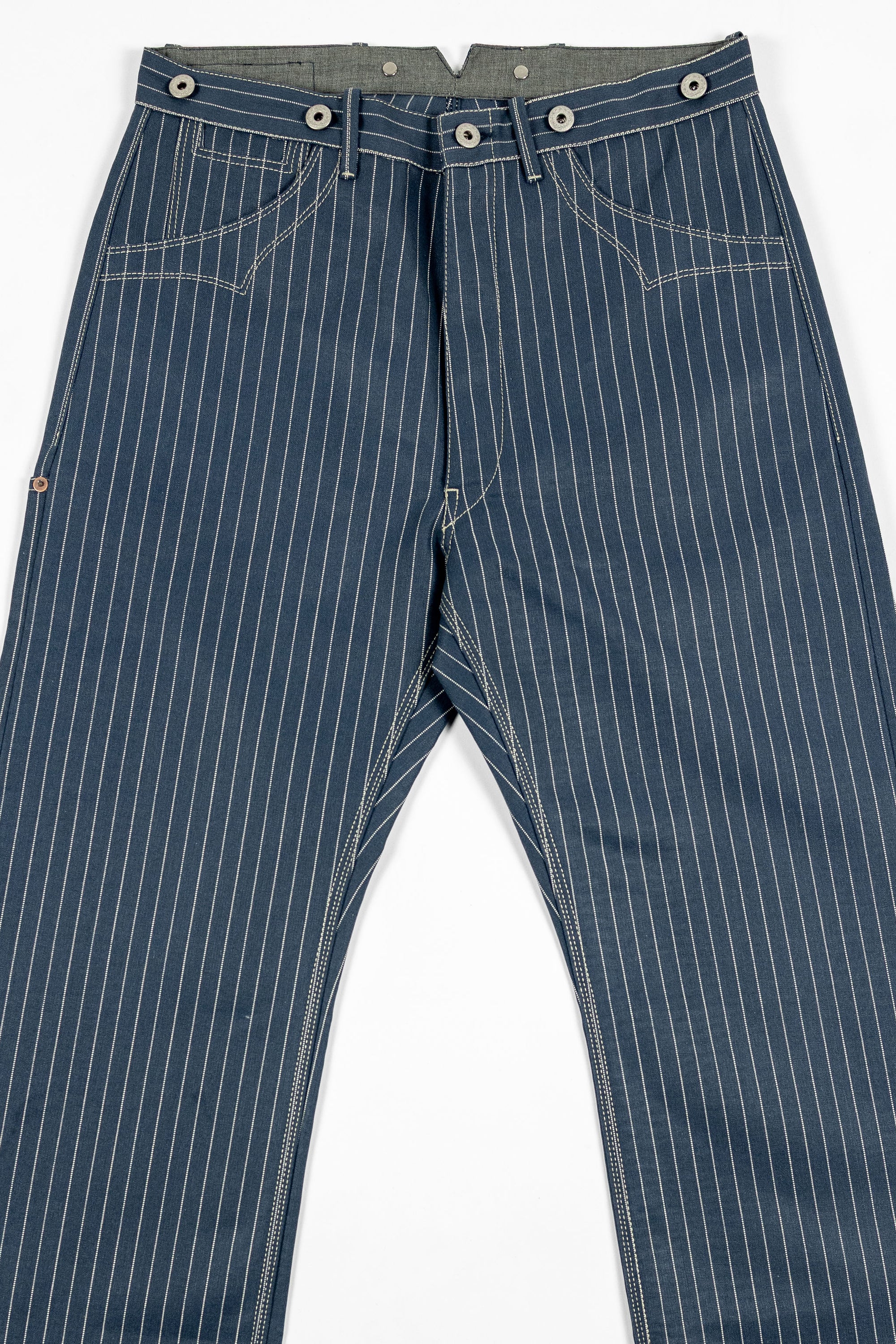 Blue Blanket IJ2 IT127 Waist Overall - Italian Custom Indigo Pinstripe Selvedge Denim