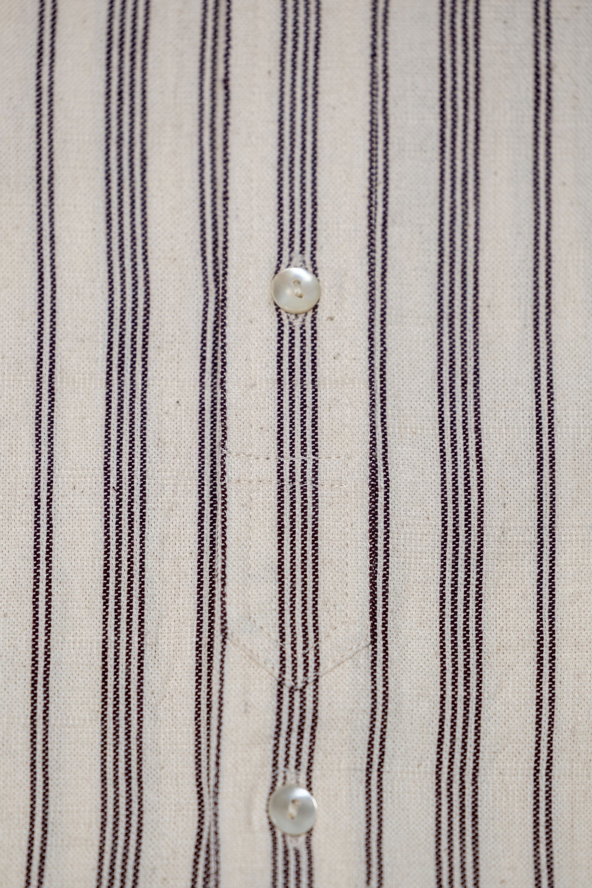 Indi + Ash L/S Brook Shirt - Handwoven Kala Cotton Variegated Stripe Natural/Plum