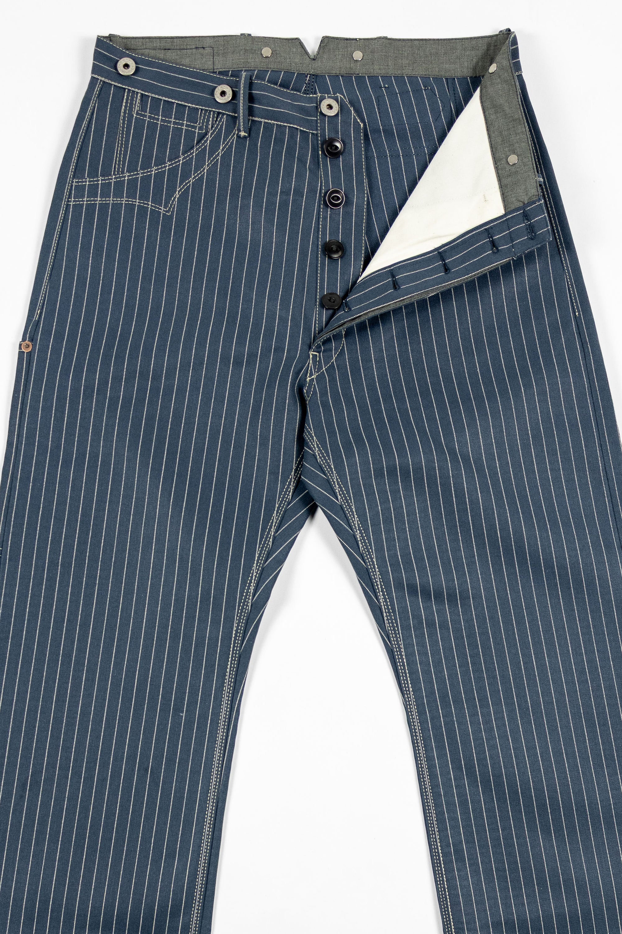 Blue Blanket IJ2 IT127 Waist Overall - Italian Custom Indigo Pinstripe Selvedge Denim