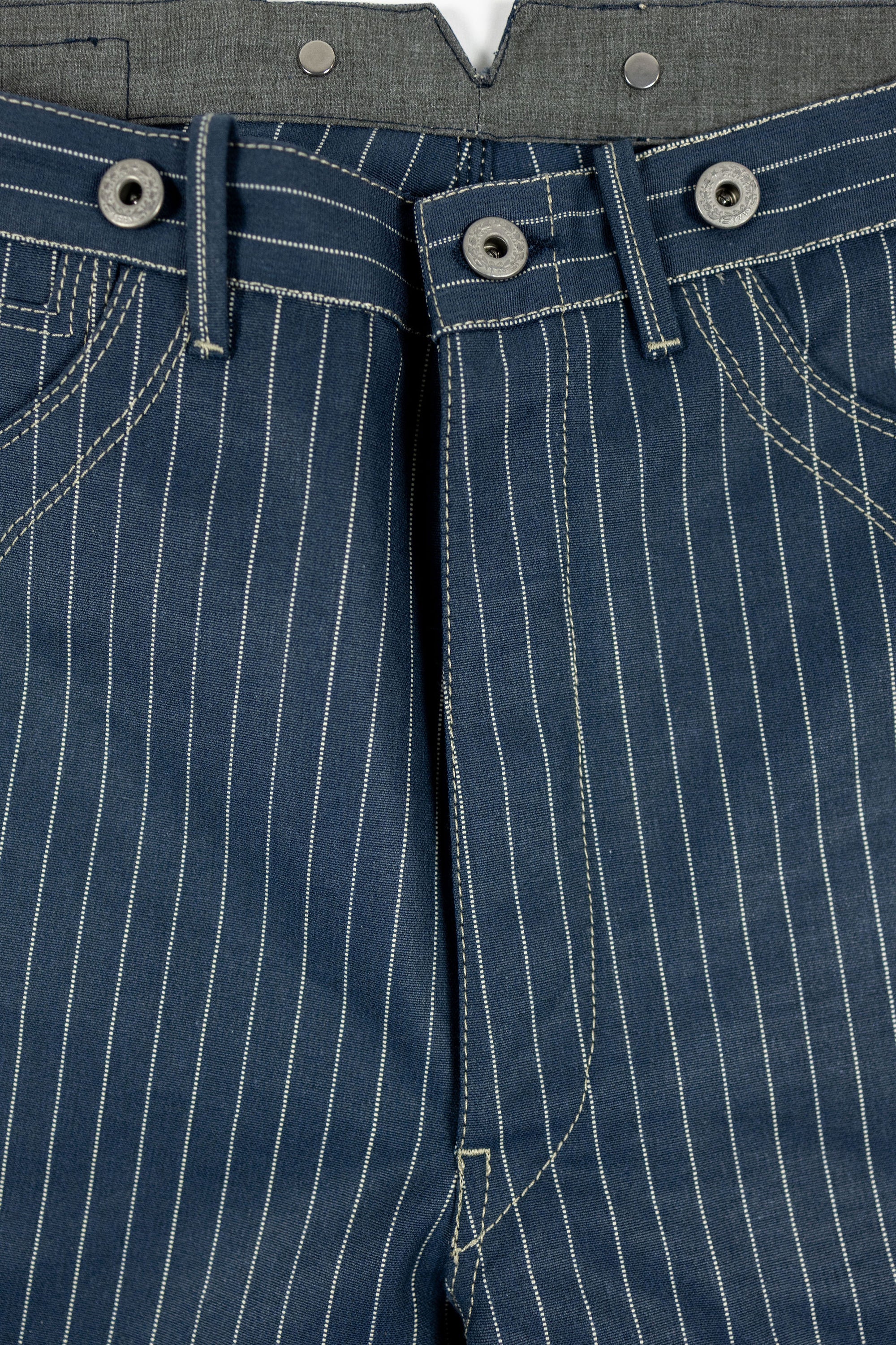 Blue Blanket IJ2 IT127 Waist Overall - Italian Custom Indigo Pinstripe Selvedge Denim