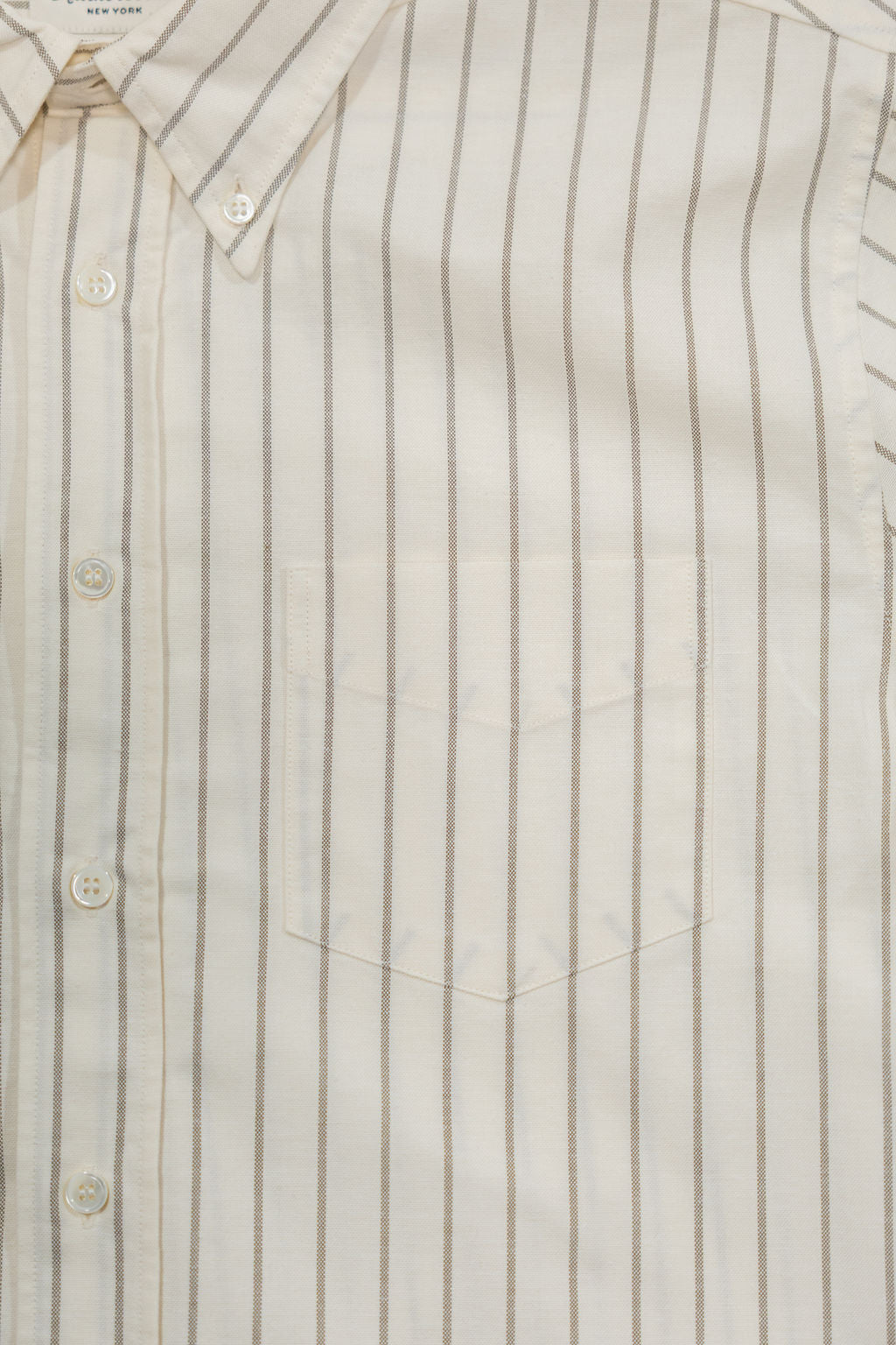 Knickerbocker "Beefy" Cotton Oxford - Bone & Olive Stripe