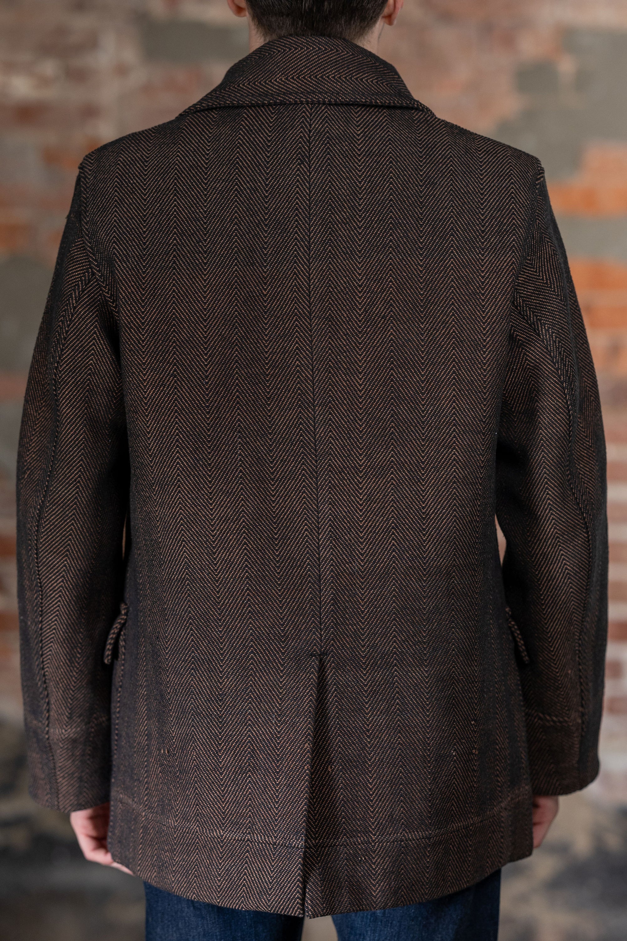 Indi + Ash Loft Peacoat - Iron/Cutch Brick Handwoven Herringbone
