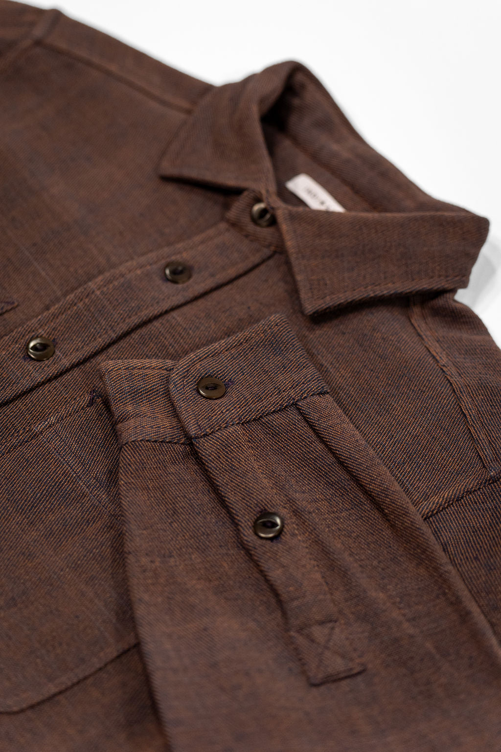 Indi + Ash Ames Workshirt - Coyote/Indigo Handwoven Denim