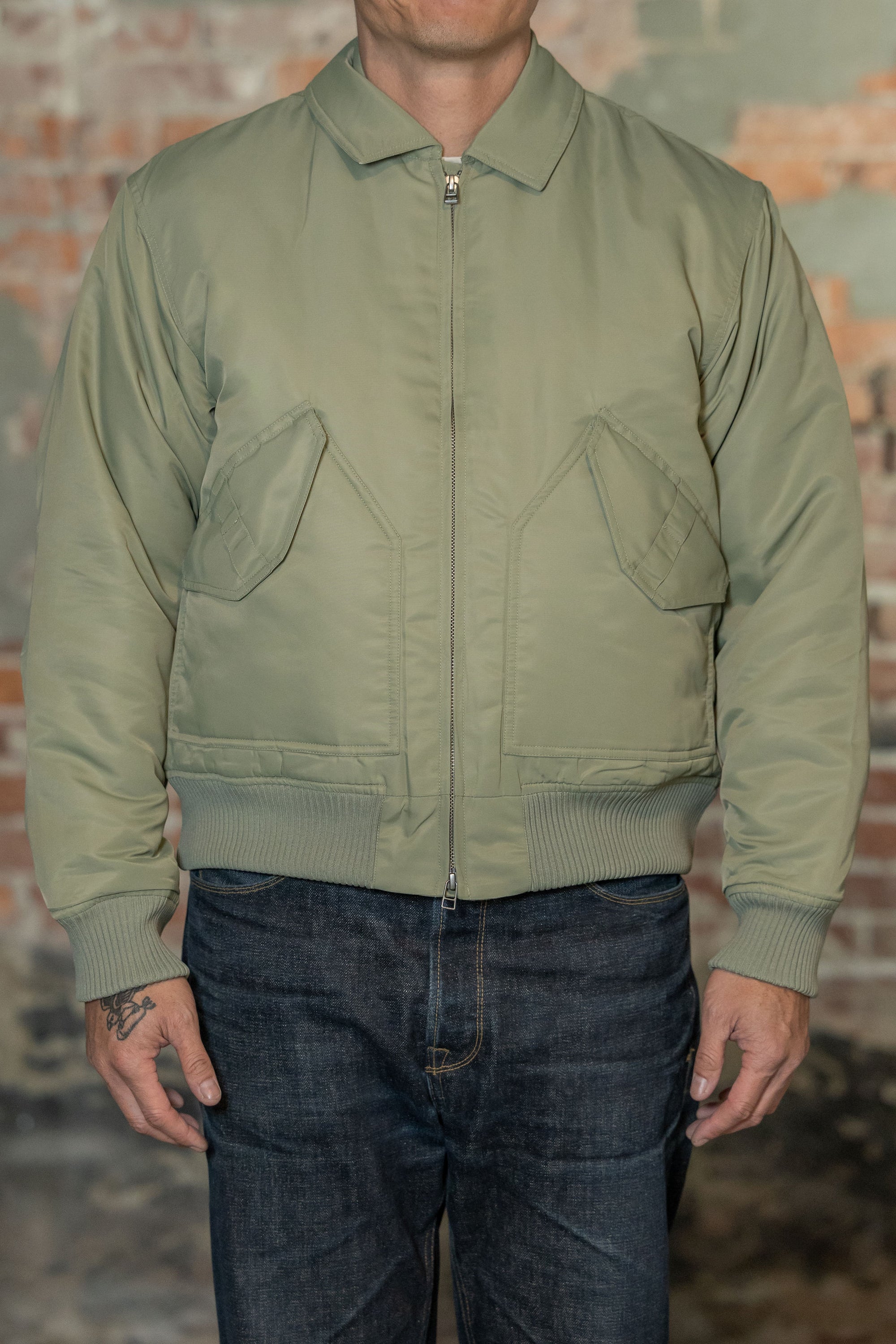 3sixteen CWU Flight Jacket - Sage Aviator Satin