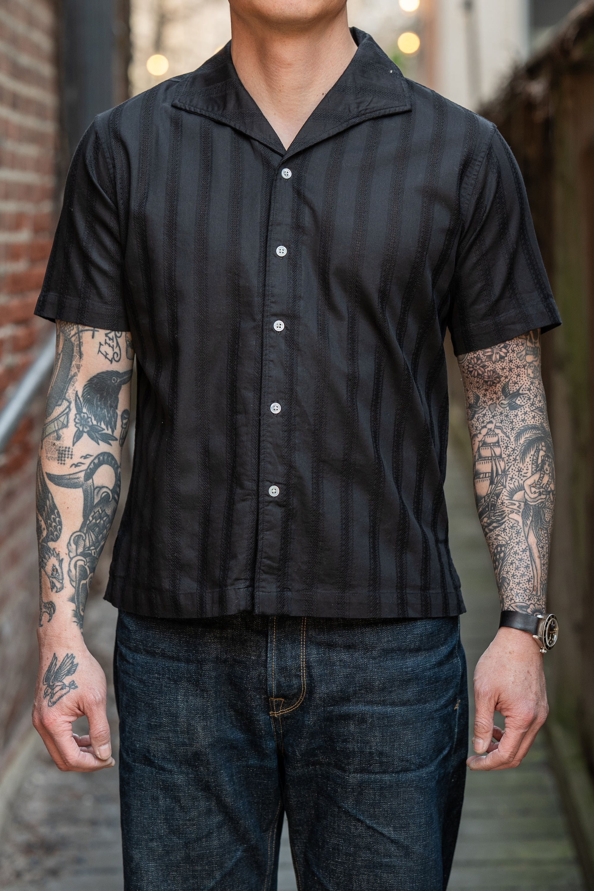 3sixteen Leisure Shirt - Black Lace Weave