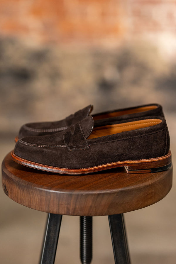 Alden 6176F Penny Loafer - Dark Chocolate Suede - Franklin & Poe