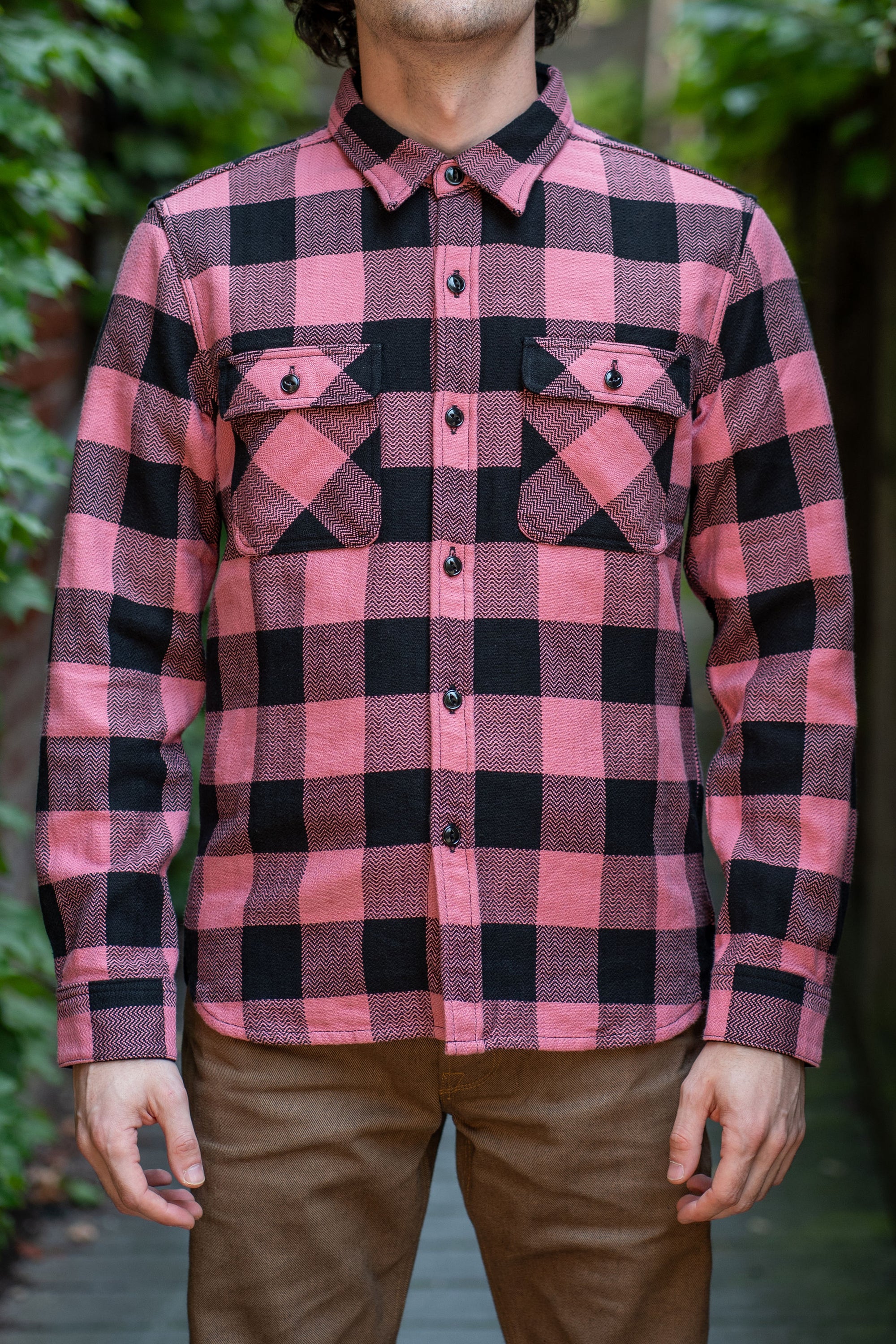 The Flat Head SNR-101L Block Check Flannel Shirt - Pink/Black