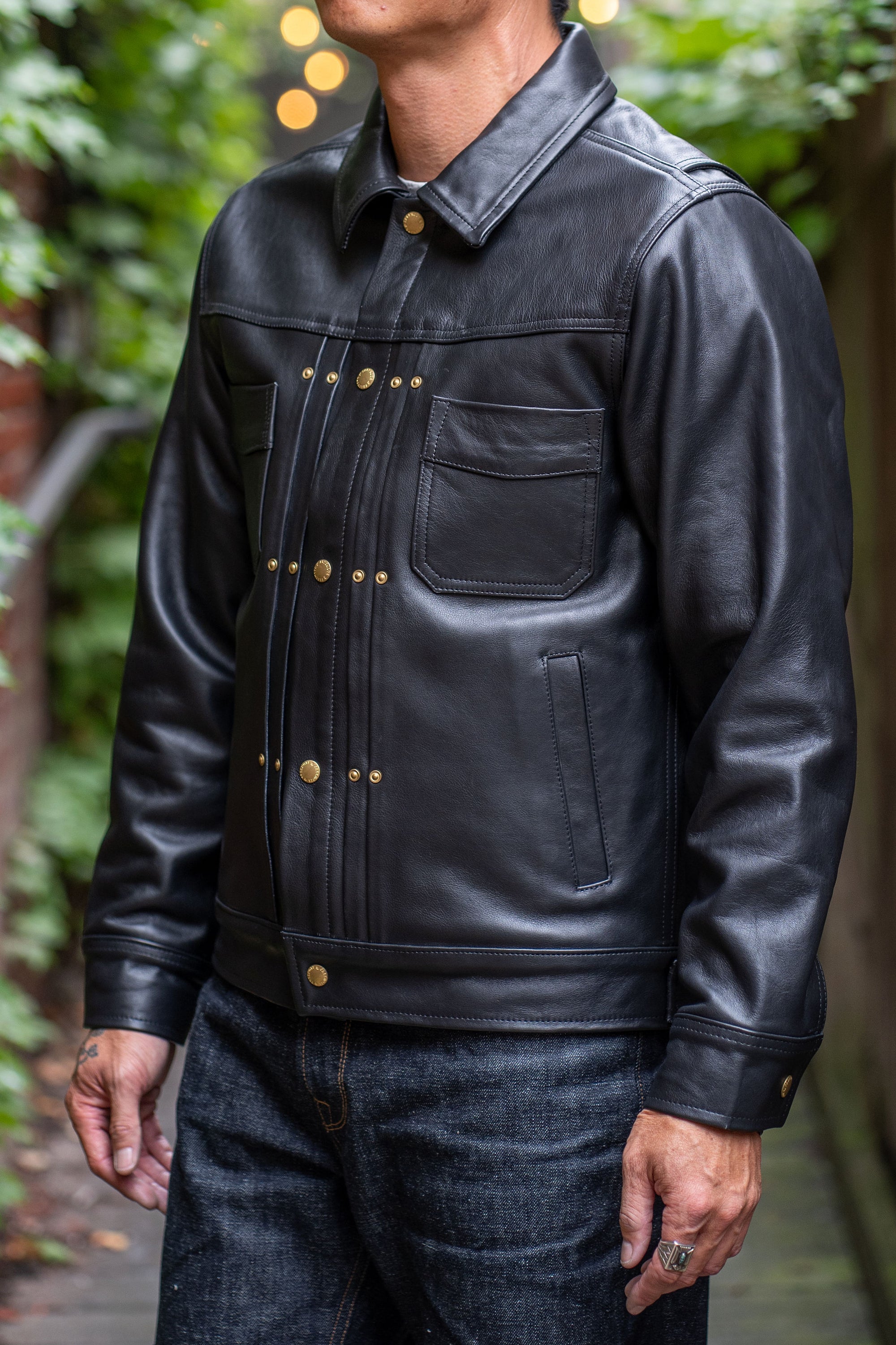 Freenote Cloth RJ-1 Riders Jacket - Black Boston Leather