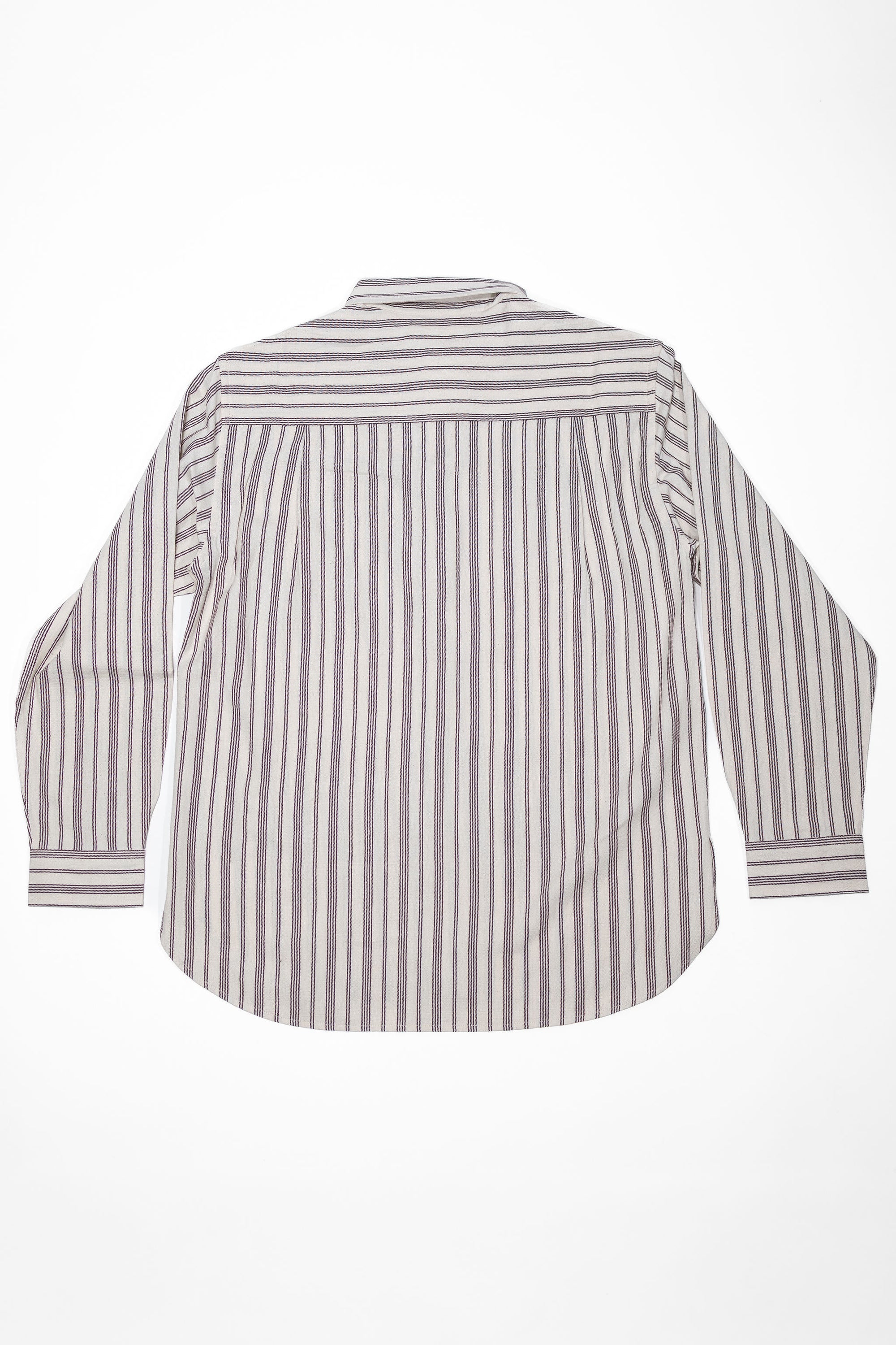 Indi + Ash L/S Brook Shirt - Handwoven Kala Cotton Variegated Stripe Natural/Plum