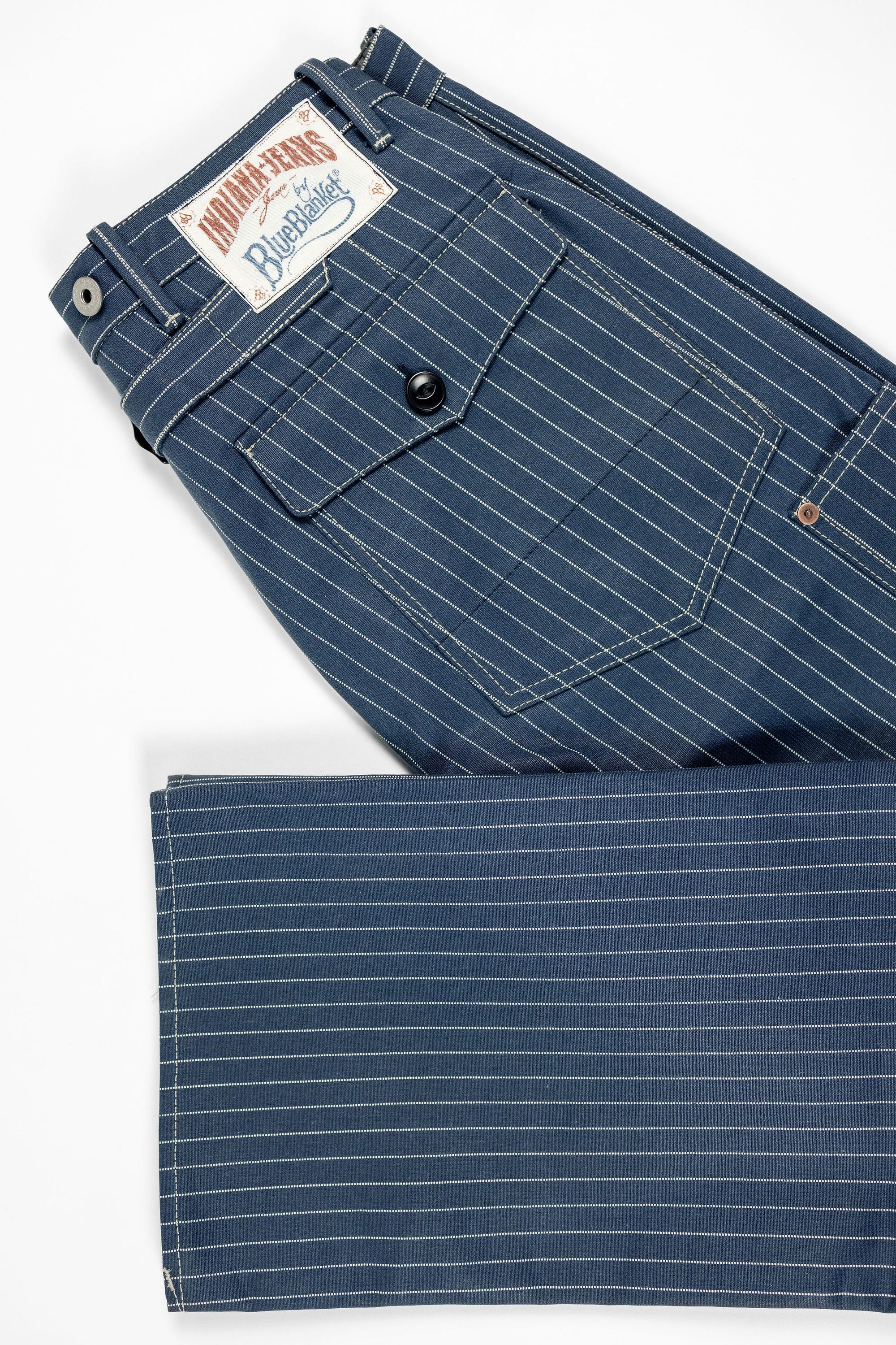 Blue Blanket IJ2 IT127 Waist Overall - Italian Custom Indigo Pinstripe Selvedge Denim