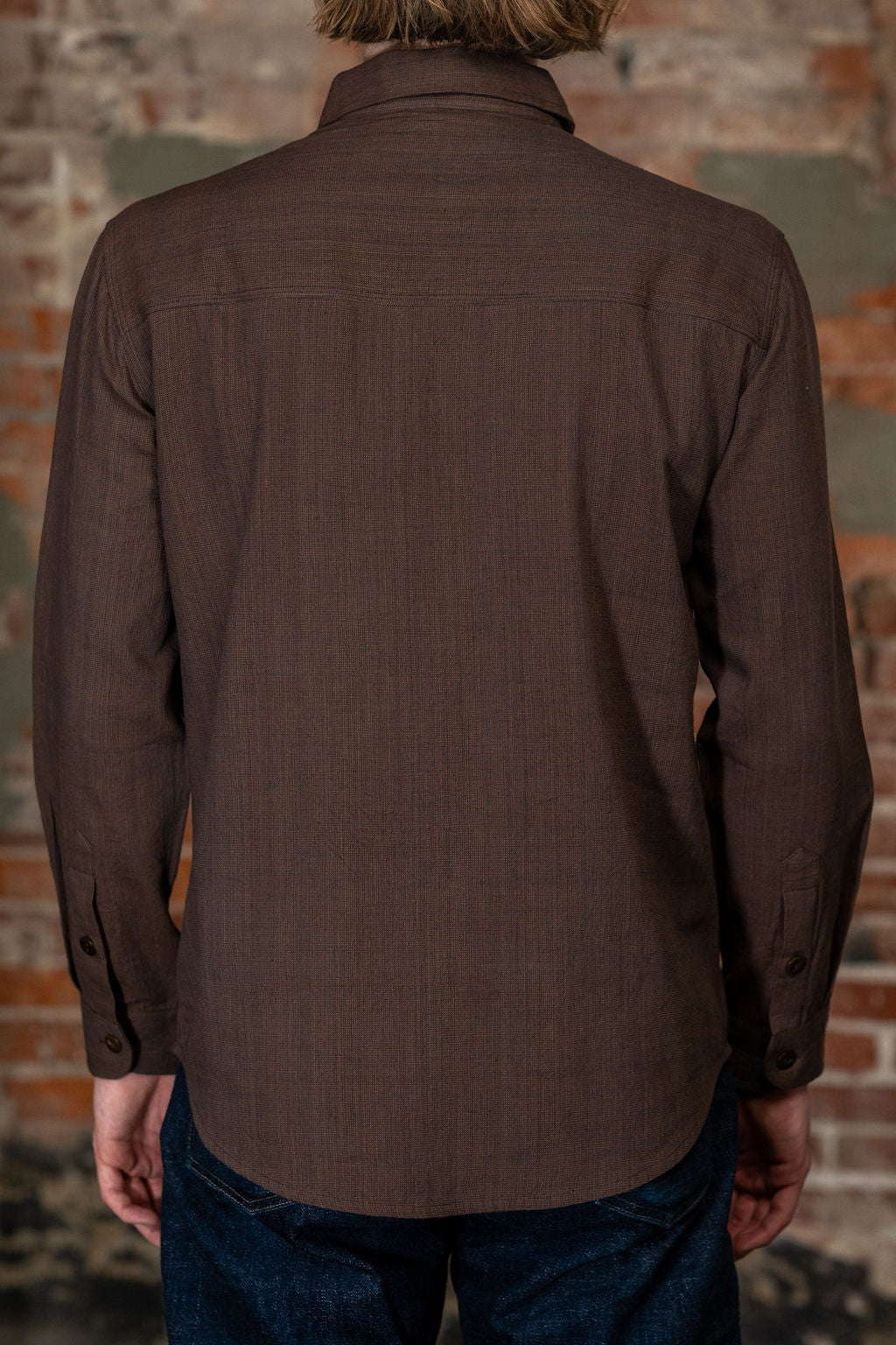 Indi + Ash Smith Workshirt - Coyote/Indigo Handwoven End On End