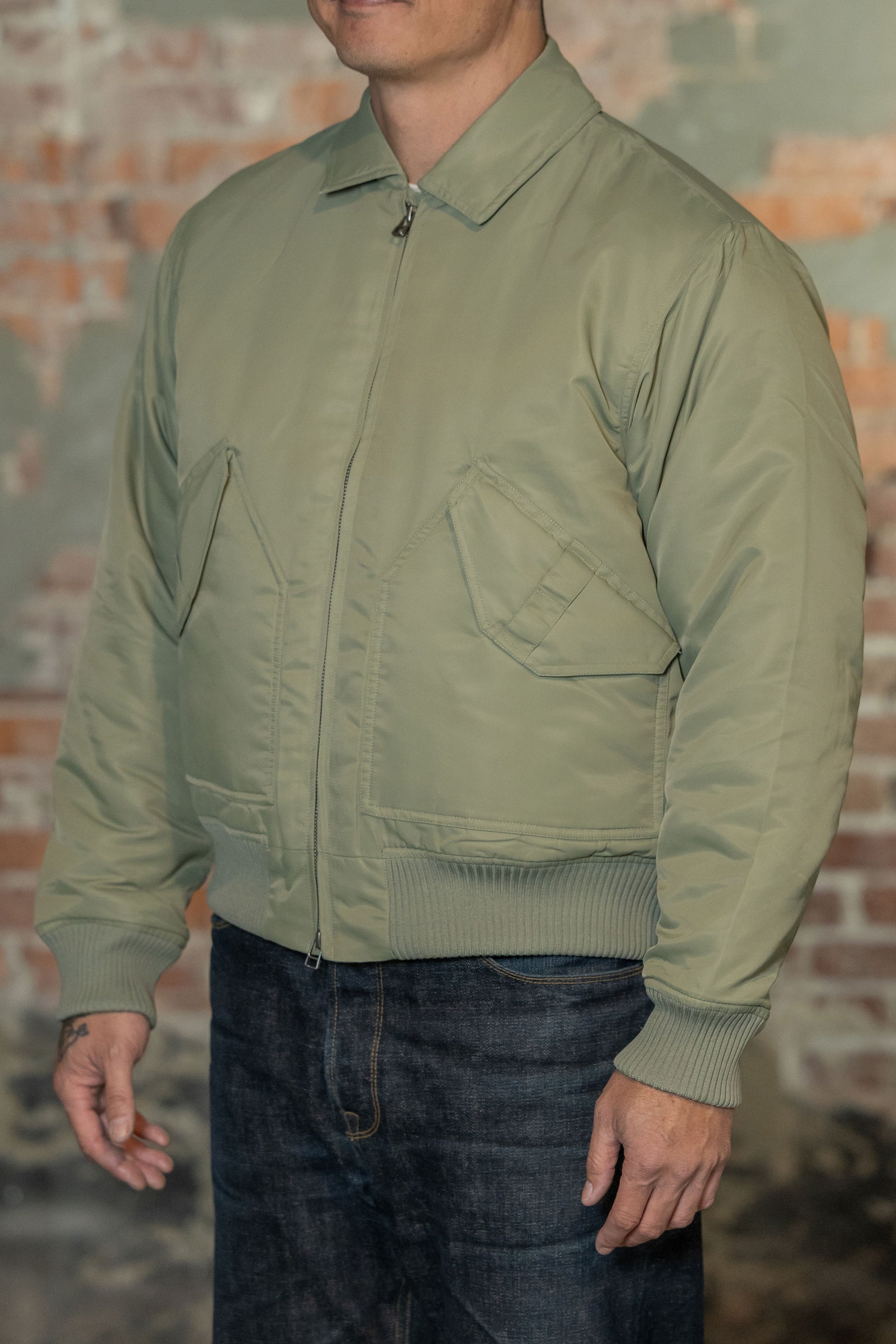 3sixteen CWU Flight Jacket - Sage Aviator Satin