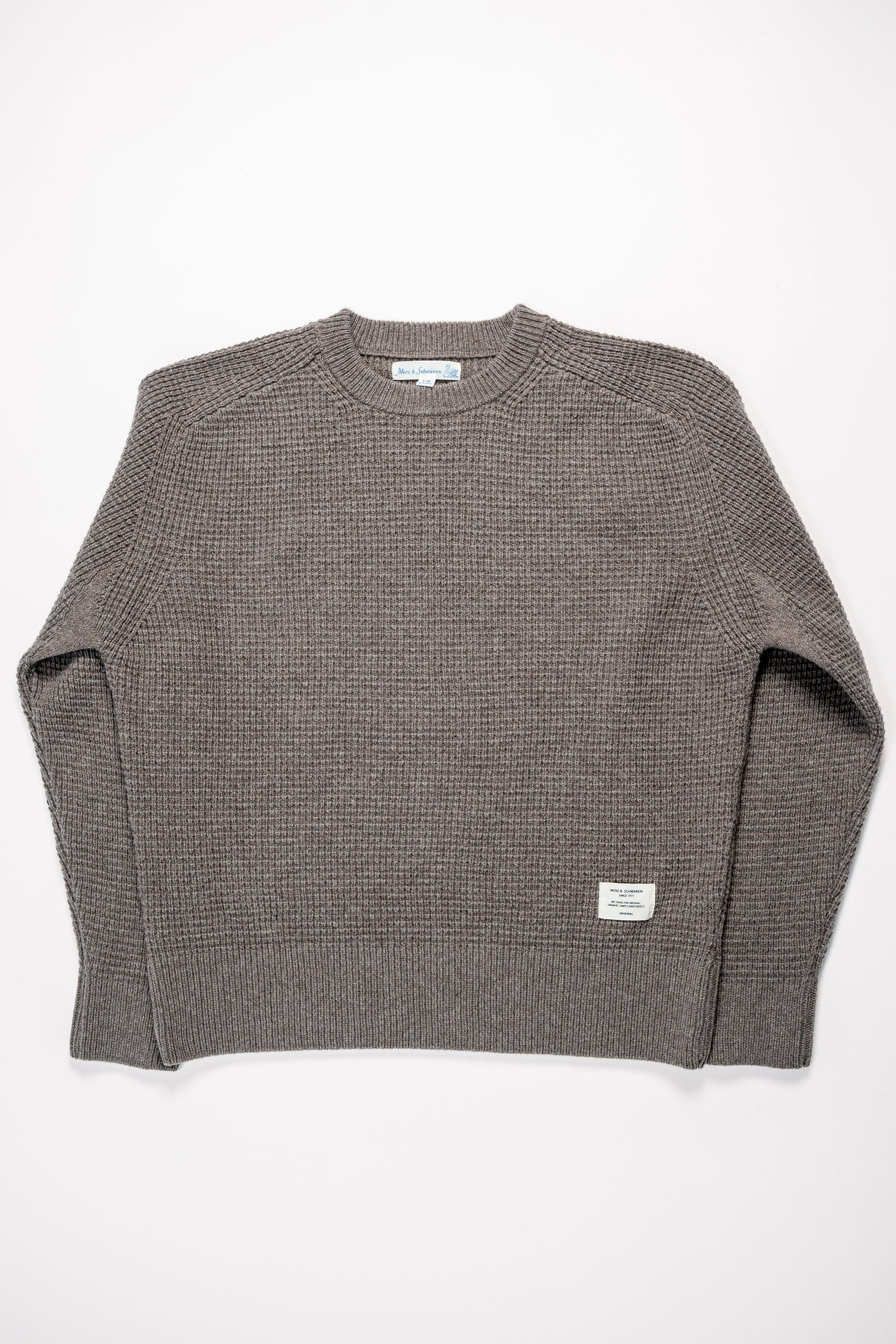 Merz b. Schwanen BLADE02 Merino Wool-Cashmere Waffle Structured Pullover - Grain