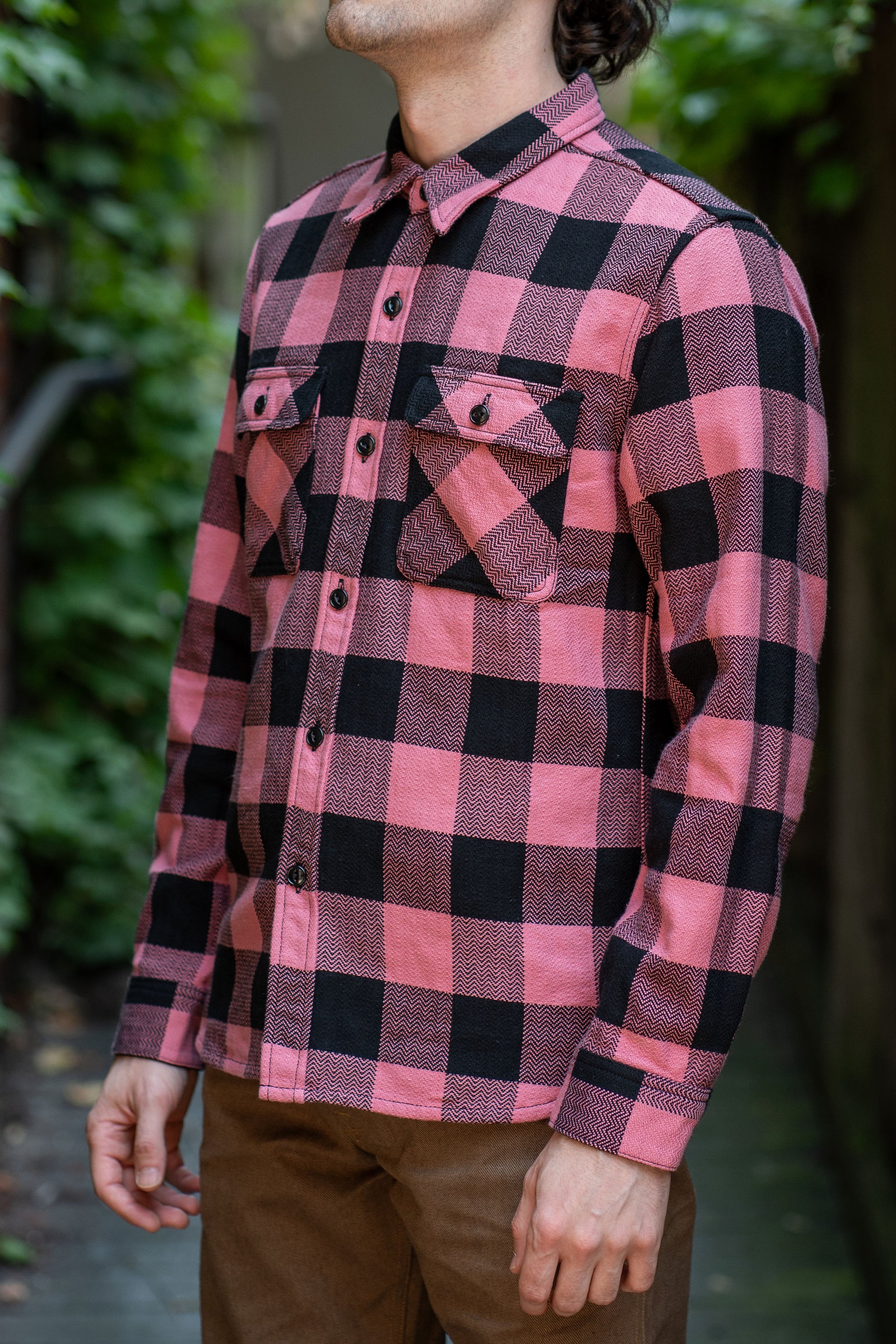 The Flat Head SNR-101L Block Check Flannel Shirt - Pink/Black