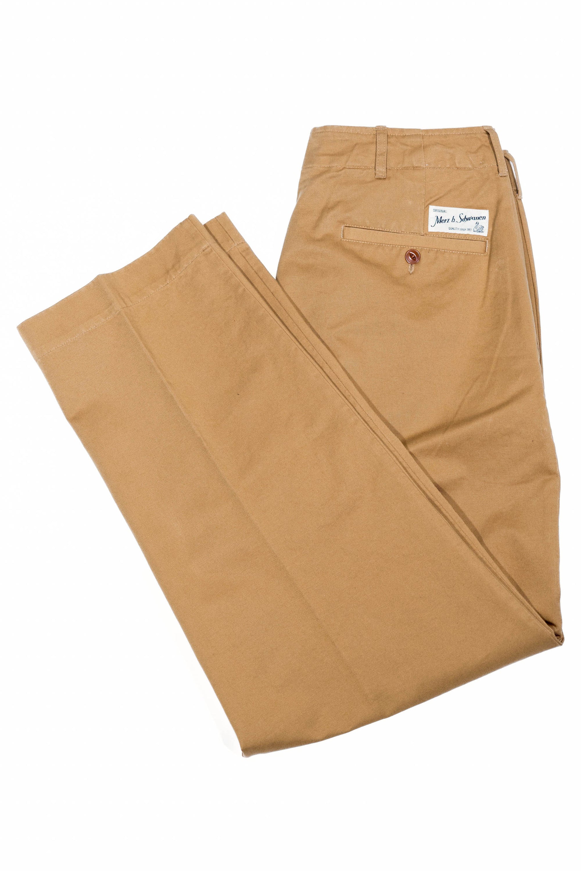 Merz b. Schwanen CHINO01 1920s Cotton Twill Worker Chino - Khaki