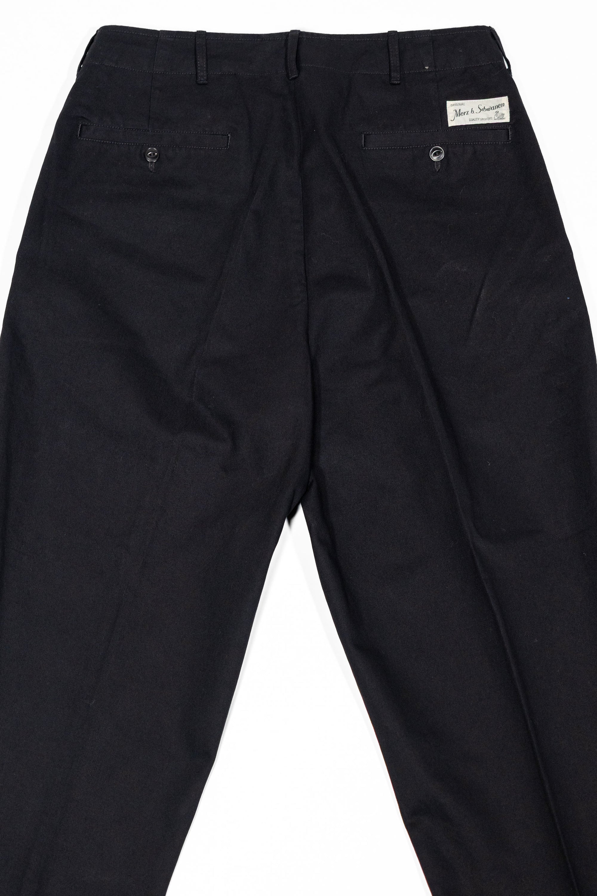Merz b. Schwanen CHINO01 1920s Cotton Twill Worker Chino - Deep Black