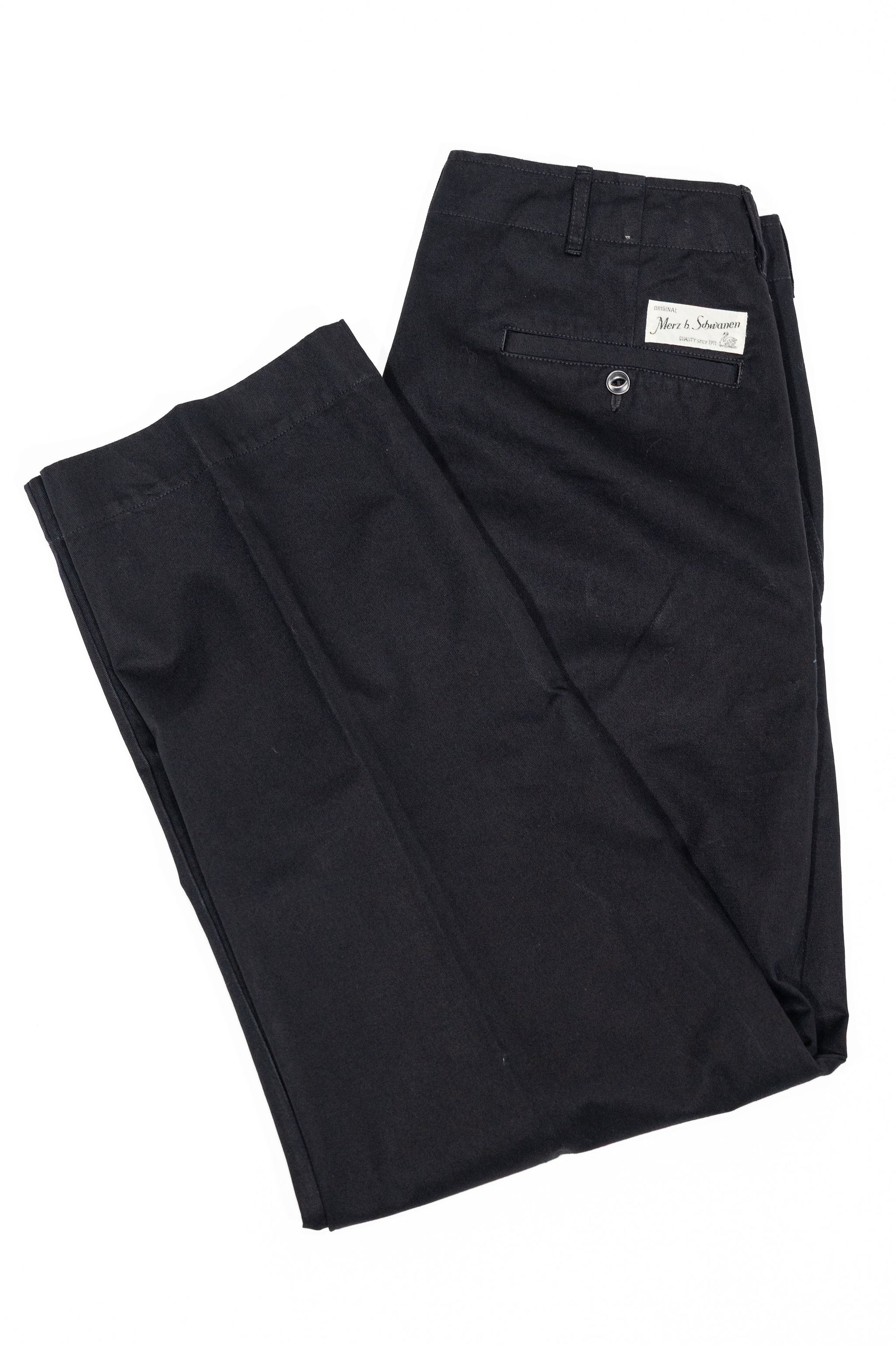 Merz b. Schwanen CHINO01 1920s Cotton Twill Worker Chino - Deep Black